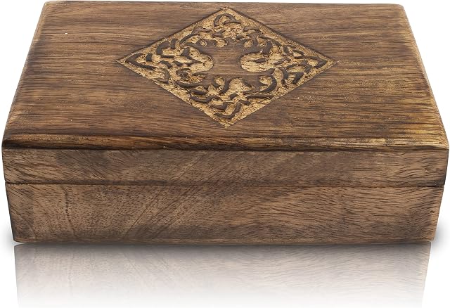 Great Birthday Gift Handmade Decorative Wooden Jewelry Box Tree Of Life Carving Jewelry Organizer Keepsake Box Treasure Chest Trinket Holder Watch Box Storage Lock Box 20 x 12 cms Housewarming Gift