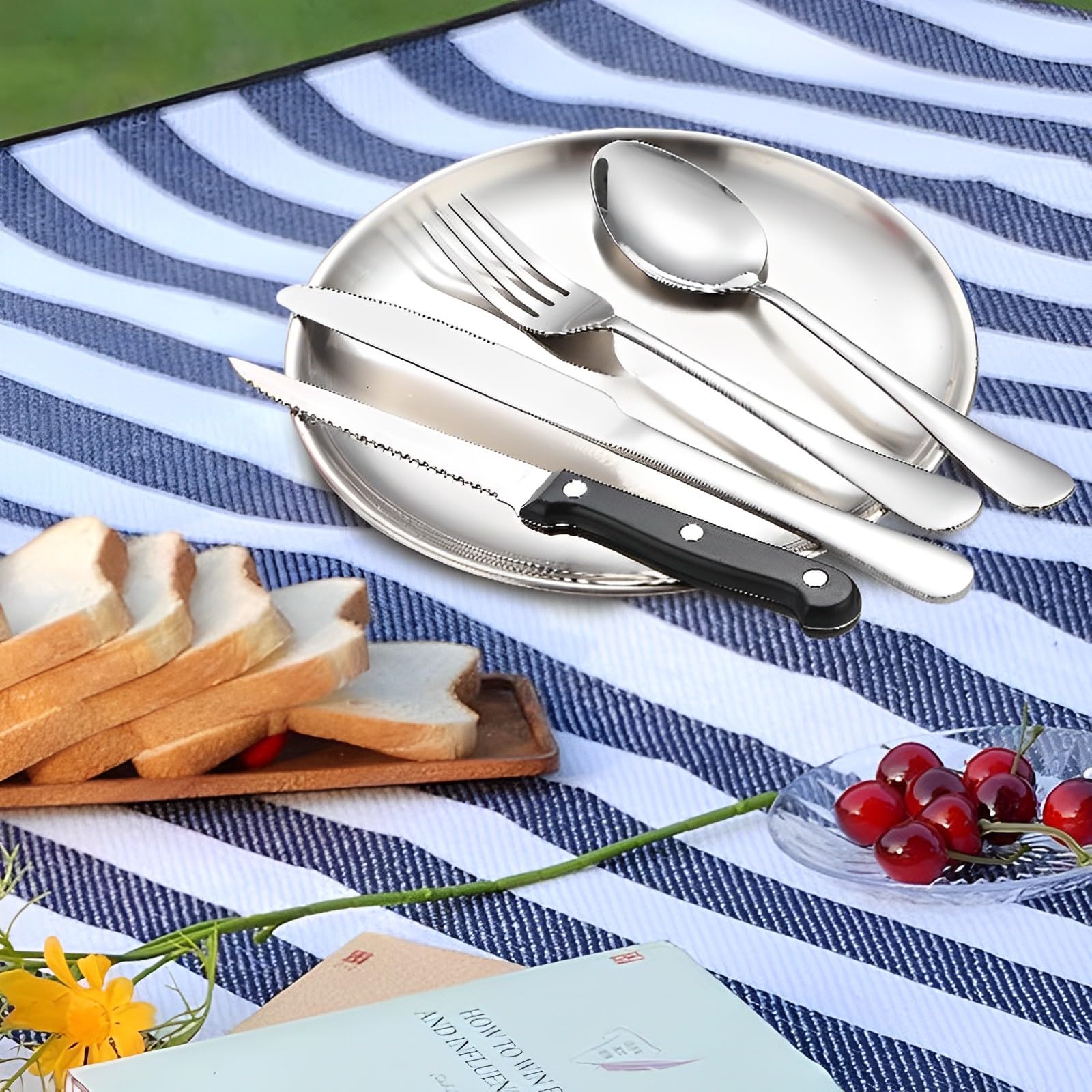 Set Vaisselle Camping 12 Pièces – Inox, 2 Personnes, Compact Avec Sac De Rangement