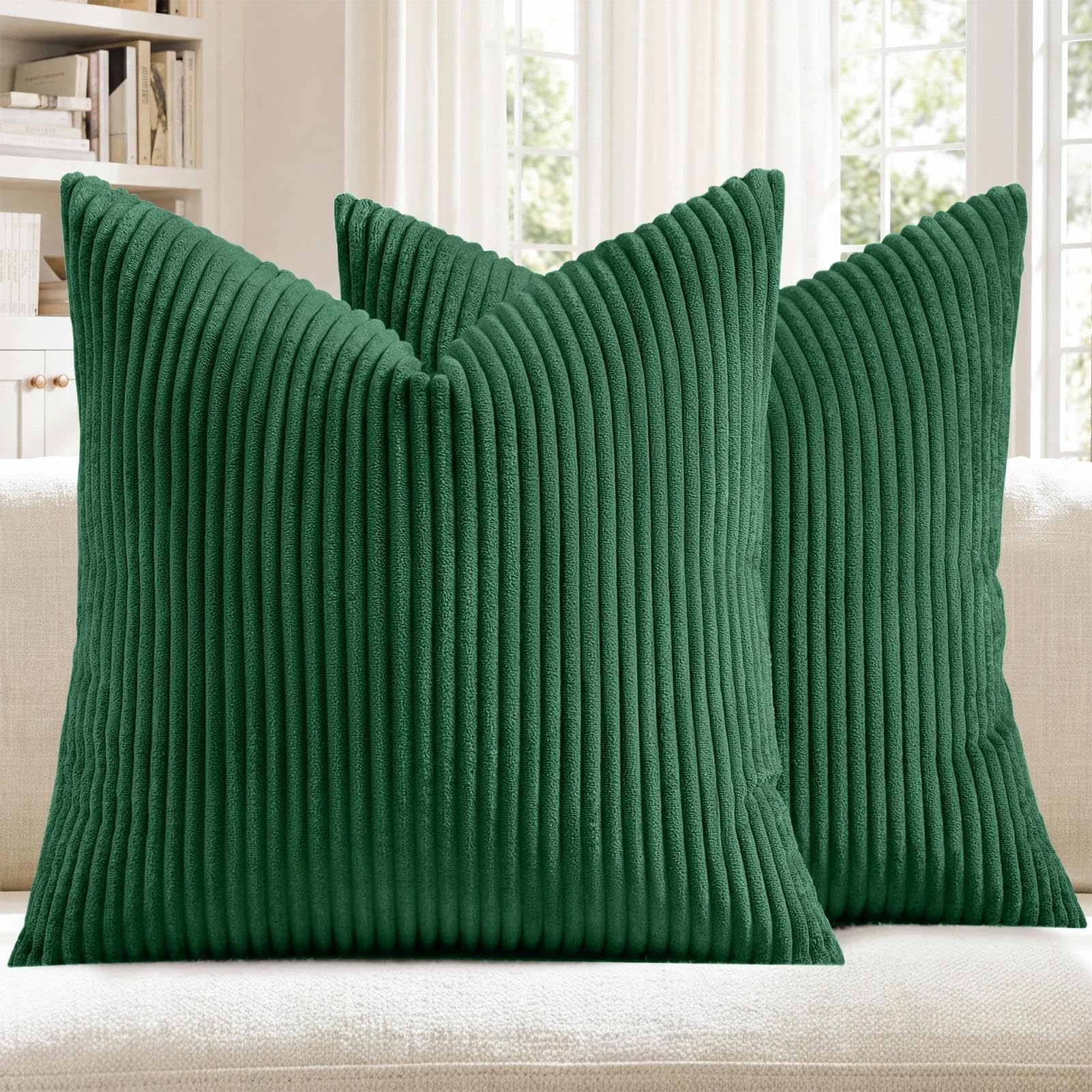 Softalker Juego de 2 fundas de almohada de Navidad de 18 x 18 pulgadas, súper suaves, bohemias, a rayas, para sofá, sofá, sala de estar, decoración navideña, color verde