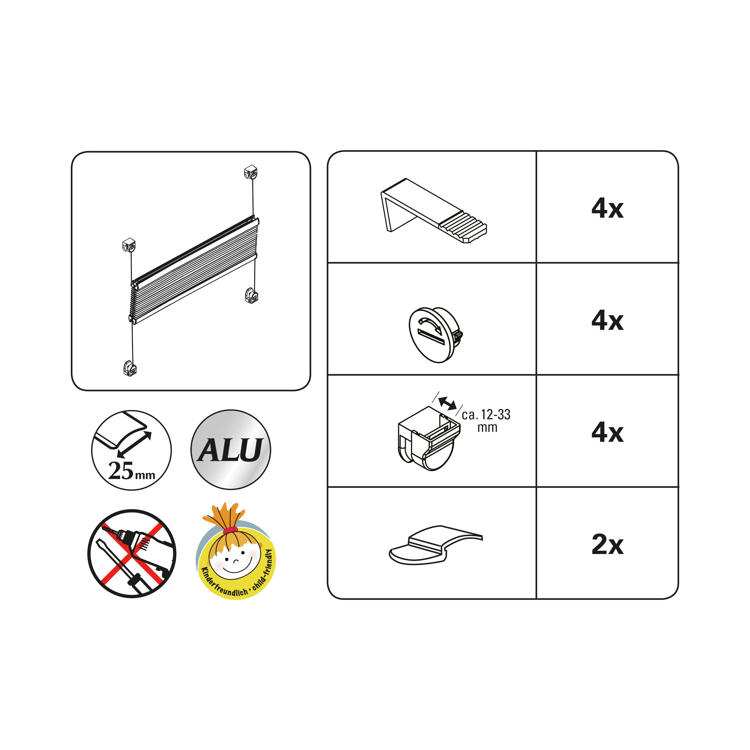 Gardinia Easyfix Aluminium-Jalousie, Silber, 130 x 100 cm