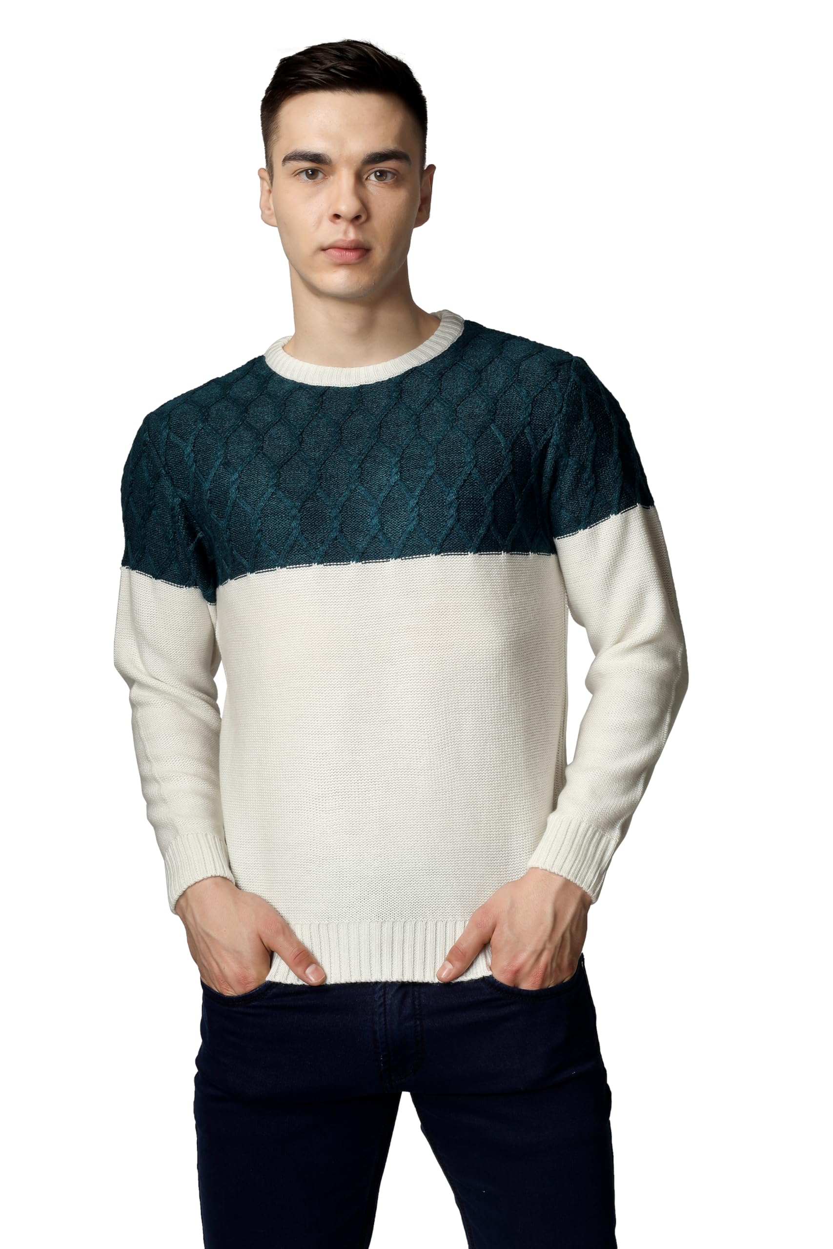 joe hazel Men Round Neck Crem Colour Sweater-picture-17