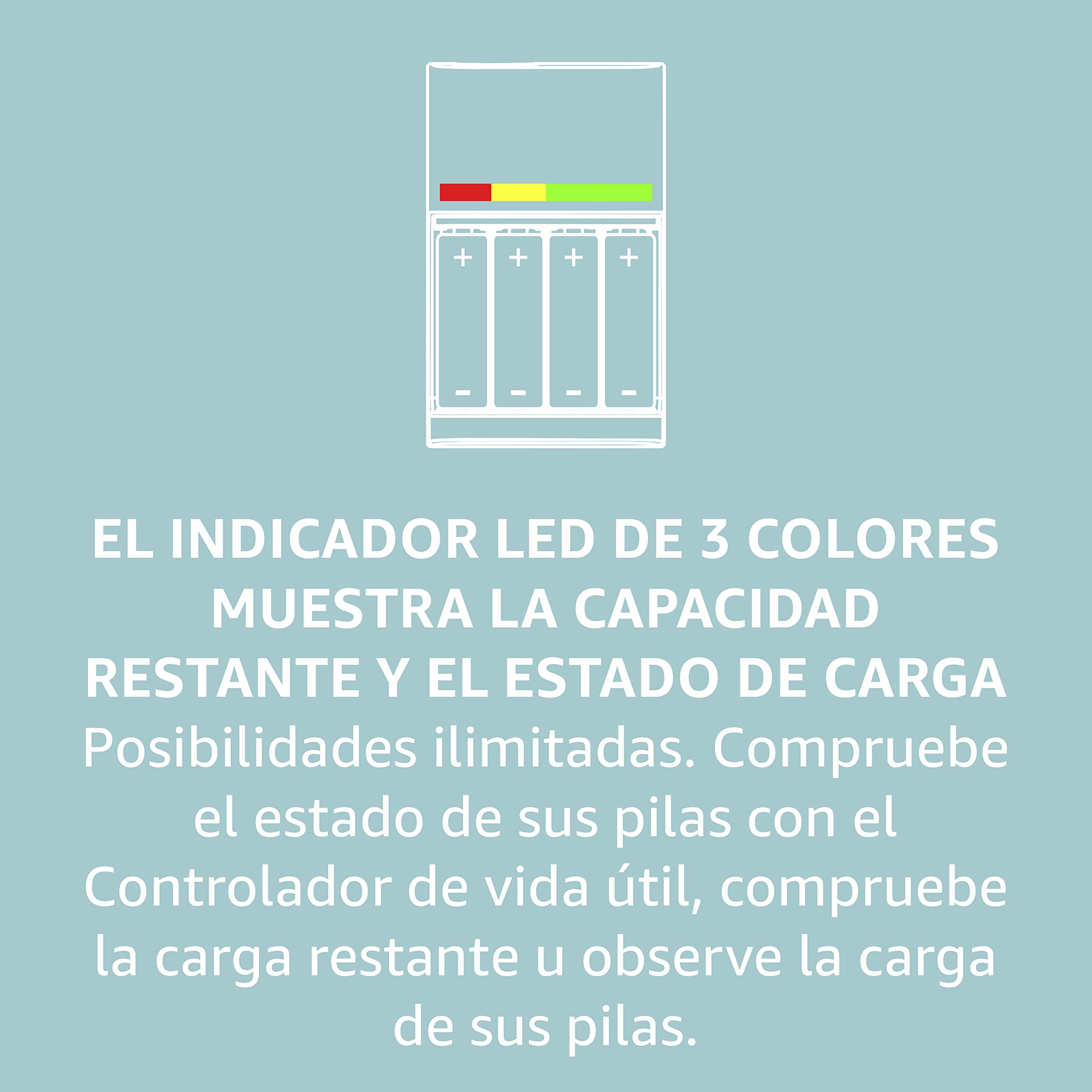 Panasonic eneloop, Cargador rápido inteligente, para 1-4 pilas de Ni-Mh AA/AAA, con indicador de carga LED y mecanismo de control para cada celda, incl. 4 pilas eneloop, AA Mignon, mín. 1900 mAh, 2100 ciclos de carga