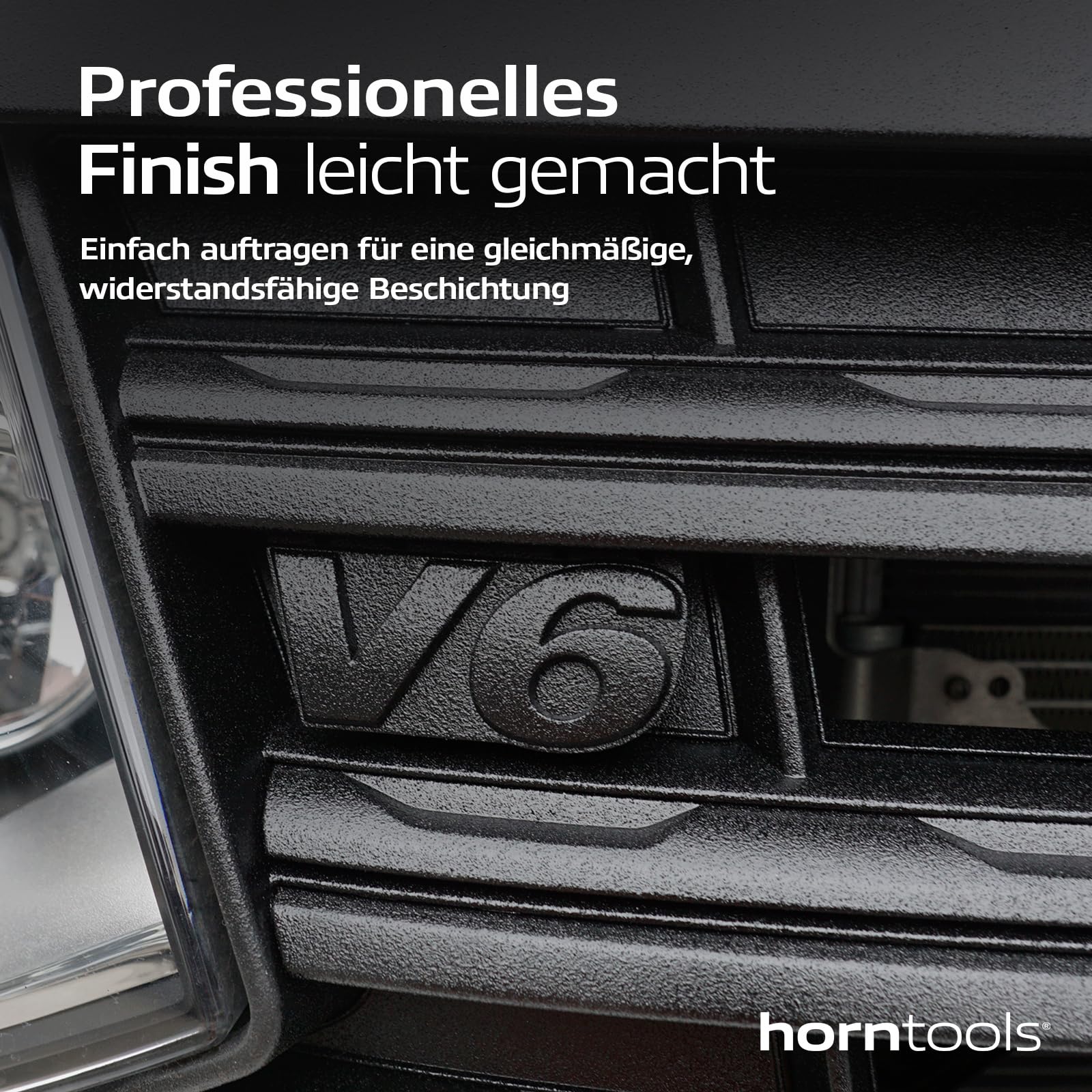 horntools Herculiner 1,8m2 Kit - Unterbodenschutz Schwarz - Strapazierfähige, rutschfeste Schutzfarbe im Set - Auto-Beschichtung - Ladeflächenbeschichtung - Rostschutzmittel