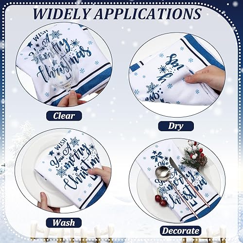 Miniatura 3 de Oudain Juego de 6 toallas de cocina y paños de cocina de Navidad, Papá Noel, muñeco de nieve, camión, árbol de Navidad, paños de cocina de invierno,