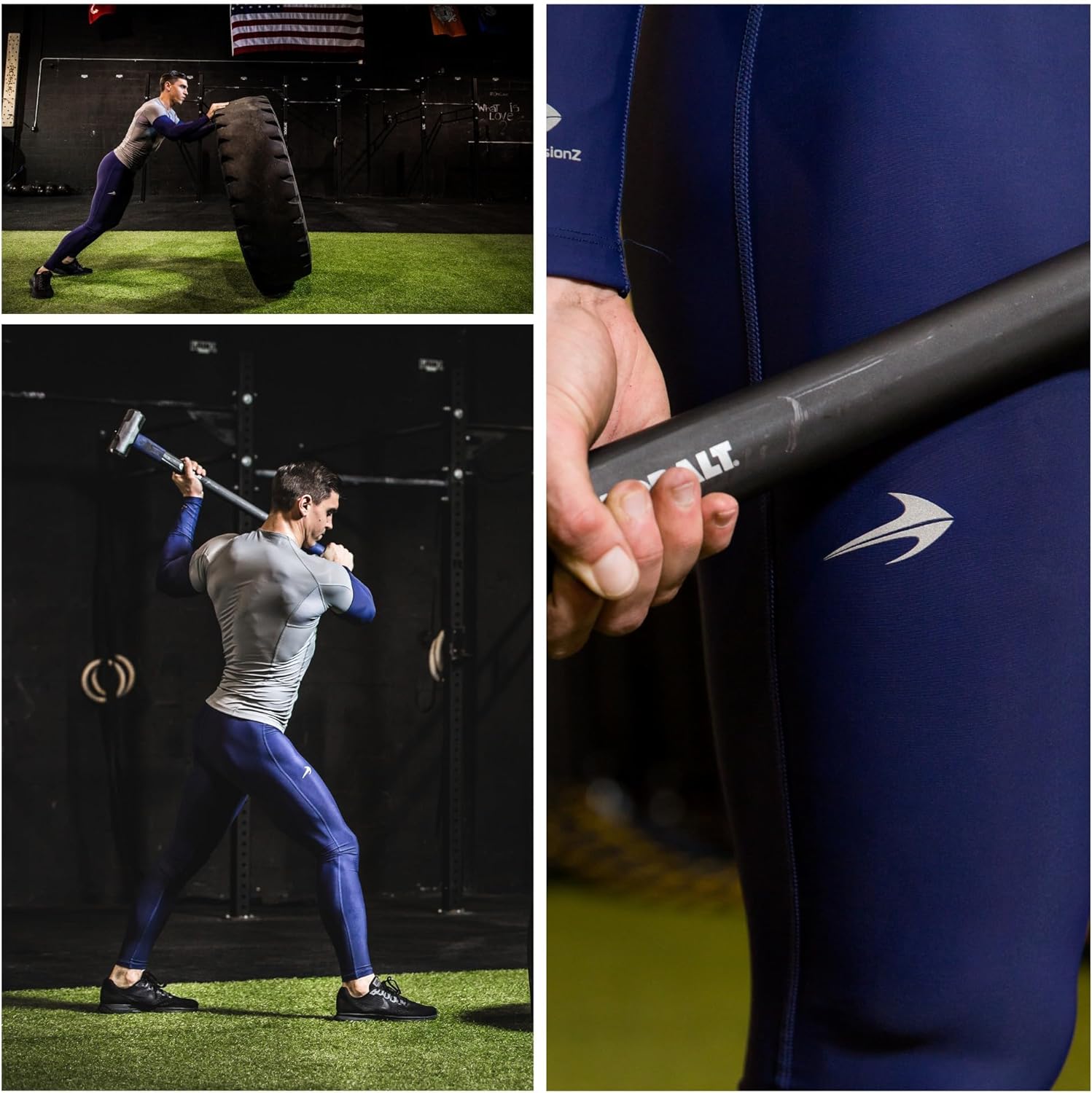 CompressionZ Men's Compression Pants for Workout, Sports | Base Layer Running Tights Leggings (Black-L & Navy-L) Bundle
