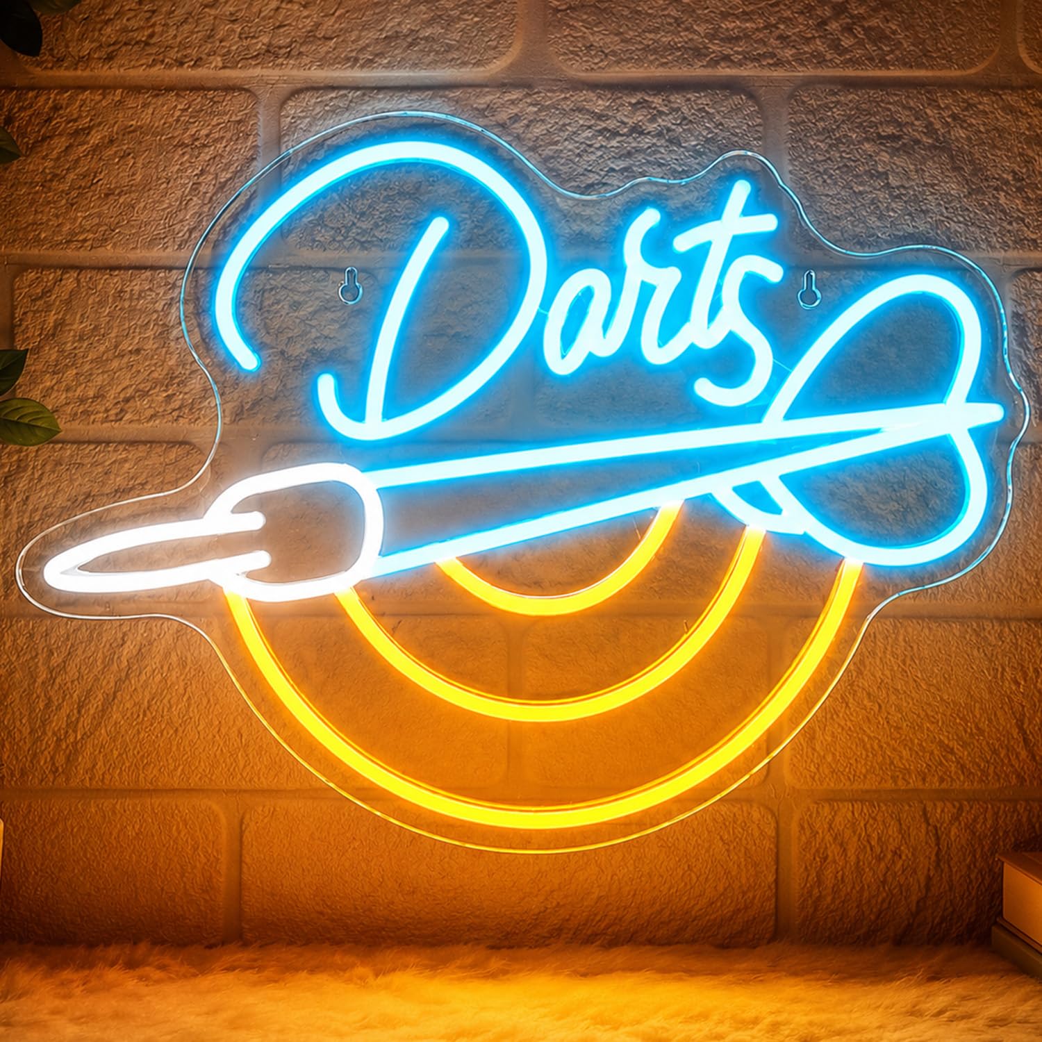 INCOHOIX Darts LED Neon Sign, Blue & Yellow Dartboard Neon Light, USB Powered Acrylic Wall Light For Bar, Dart Corner, Game Room, Garage & Man Cave Decor, 30×22cm