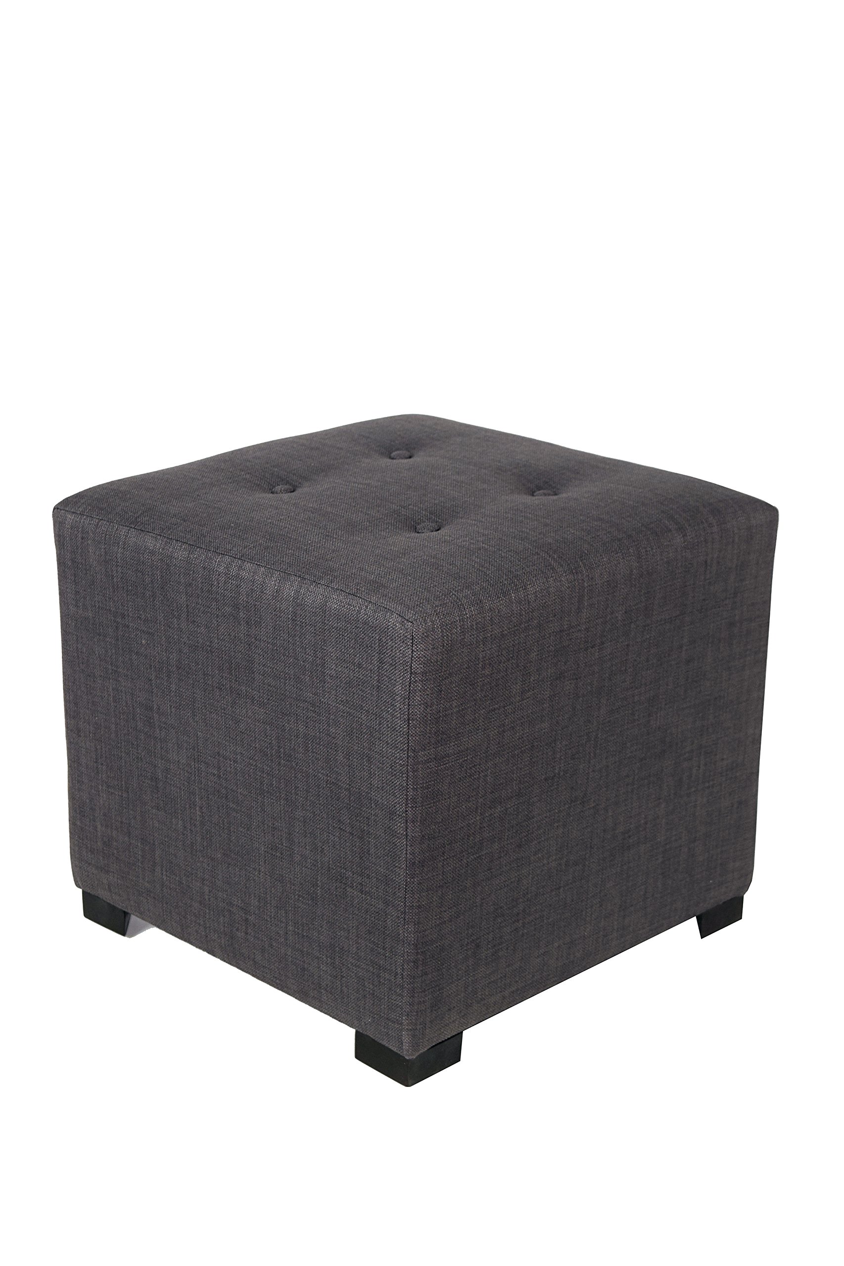 MJL Furniture Designs Merton Designer Square 4 Button Tufted Upholstered Ottoman, Grey/Red