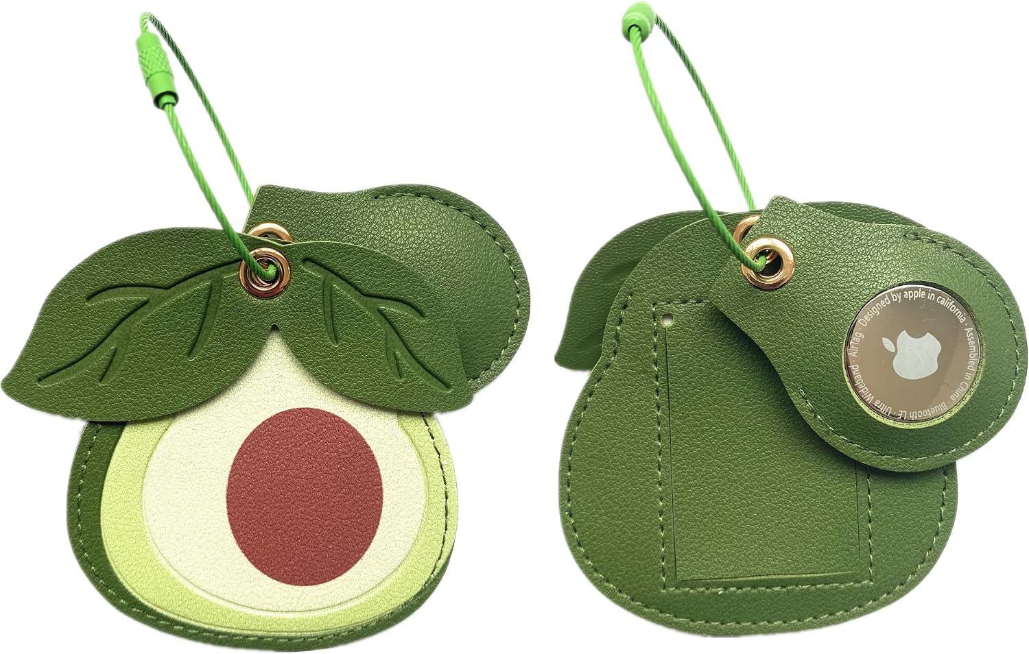 Cute Leather Luggage Tag Holder with Airtag Case Set,Hidden Compartment for AirTag Travel Suitcase Tracking Case with Stainless Steel Loop,Name ID Label(Persimmon)