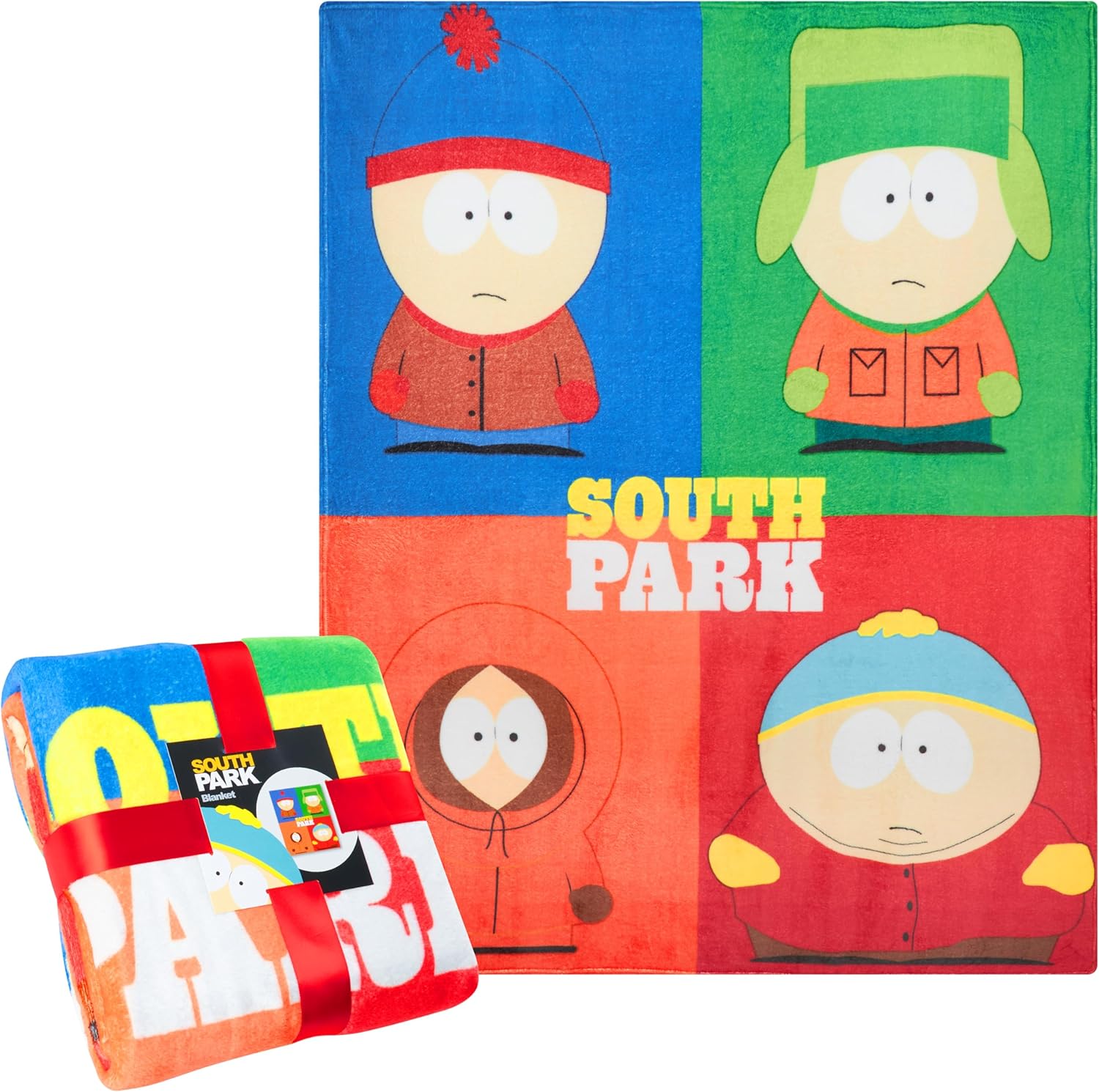 South Park Gifts for Men Teens Throw Blanket for Couch, Sofa, Bed, Soft Cozy Fleece Blankets Kenny Eric Cartman Bed Accessories Decor, 59 x 51 Inches (Multi)