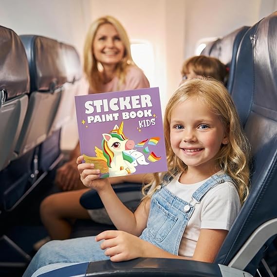 ZICOTO Fun Paint with Sticker Books for Kids Set of 2 - Entertaining Sticker Activity with Vibrant Themes Keeps Kids Ages 4-8 Busy - Perfect Puzzle to Learn Shapes and Numbers at Home or Travelling