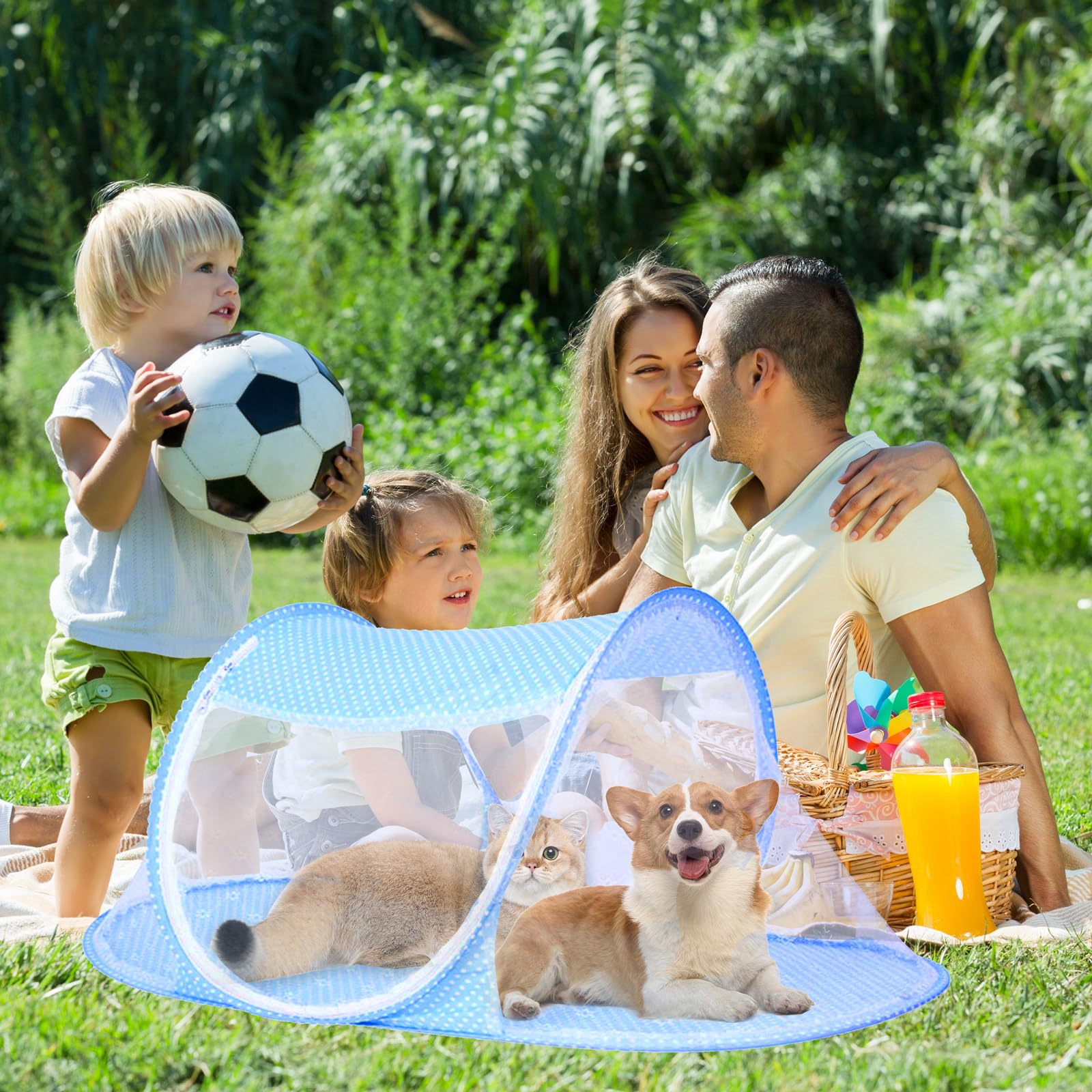 Tenda per animali domestici all'aperto con finestra a rete, pieghevole, per gatti e piccoli animali, 108 x 60 x 40 cm