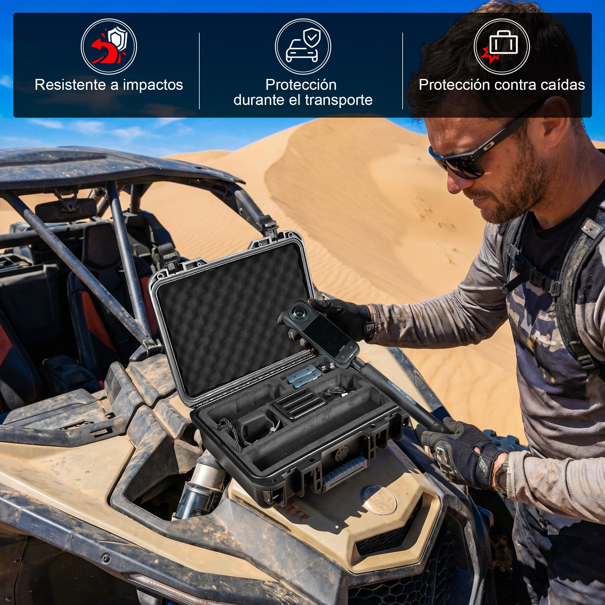 LEKUFEE Estuche de Viaje Rígido e Impermeable para Insta360 X5, Insta360 X4 Air, Insta360 X4, Insta360 X3 Cámara de Acción, 4 Baterías, Transmisor Mic Air y Más Accesorios (Solo Estuche)