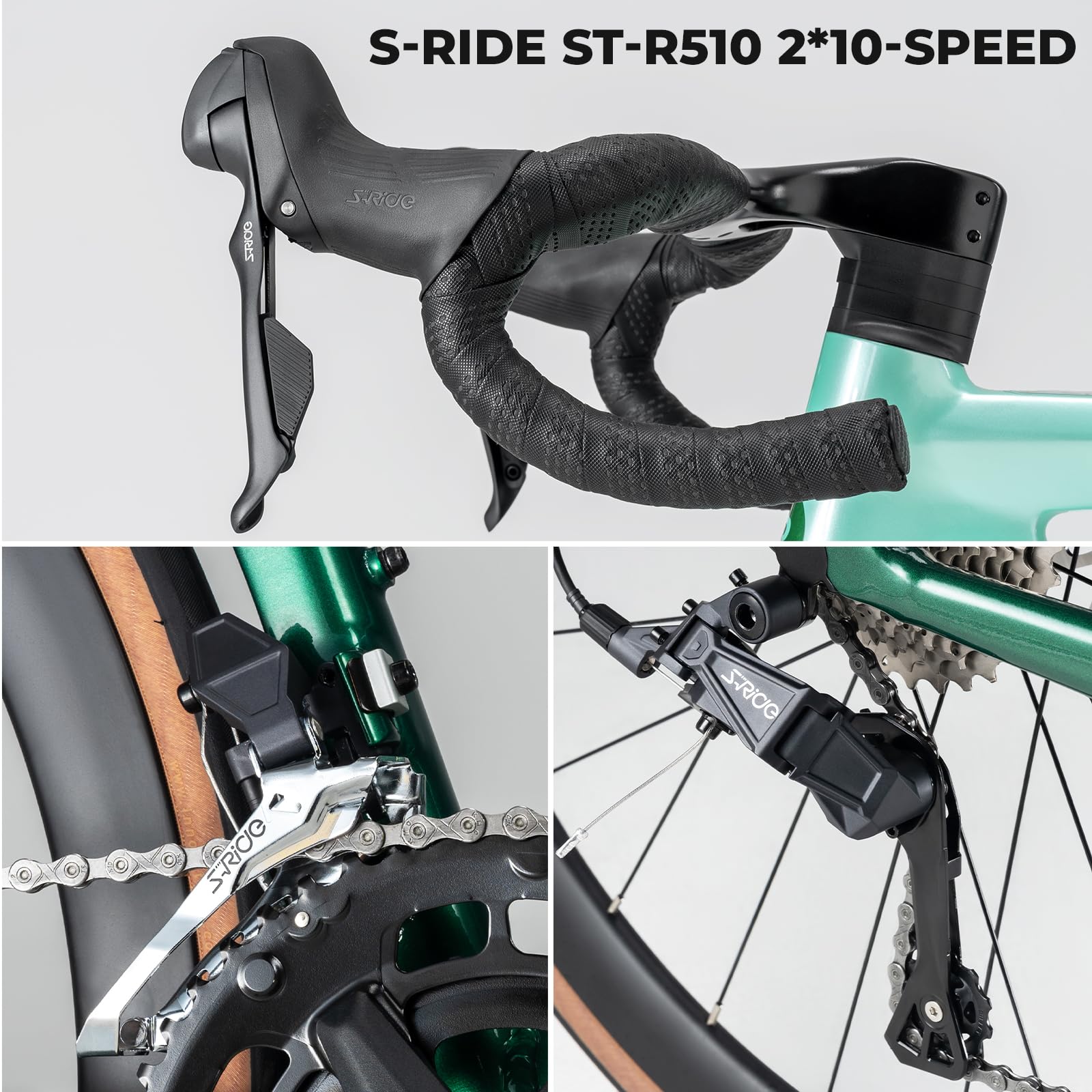 ROCKBROS FLR-W3 Bicicleta de Carretera 700C de Aluminio 2×10 Velocidades con Frenos de Disco Hidráulicos, Manillar Integrado, Bicicleta Ligera de 28" para Ciudad y Desplazamientos, Hombres y Mujeres