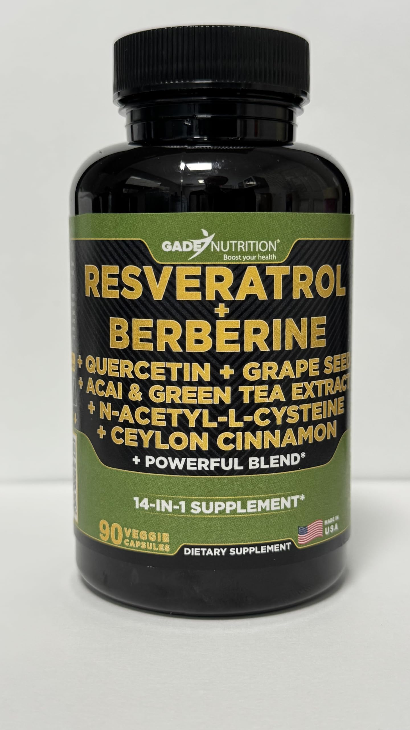 Gade Nutrition Resveratrol Berberine Quercetin Grape Seed Extract Green Tea Extract N-Acetyl Cysteine - 14 in 1 Complex Supplement for Women & Men with Potent Antioxidants - Made in USA — Amazon image 7