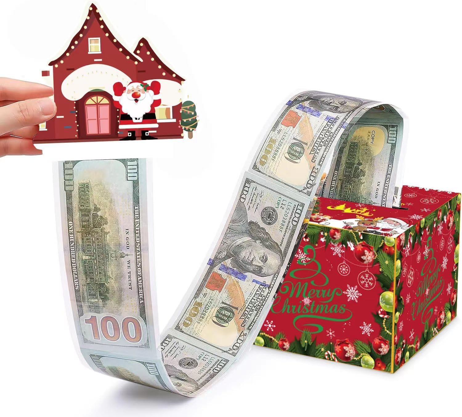 Sbrvaniy Merry Christmas Money Box for Cash Gift Pull，Funny
