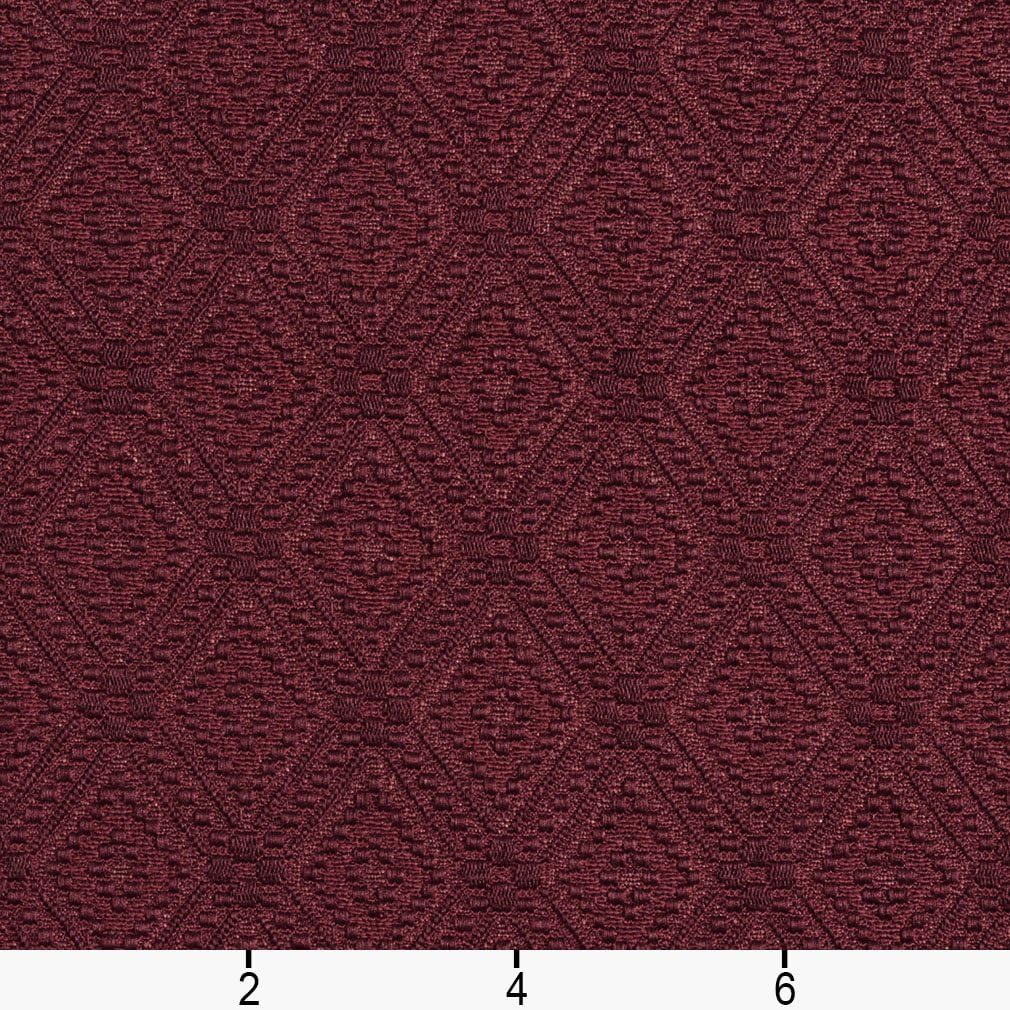 Burgundy Diamond Jacquard Woven Contemporary Upholstery Grade Fabric by The Yard - SKU: Derby Cranberry