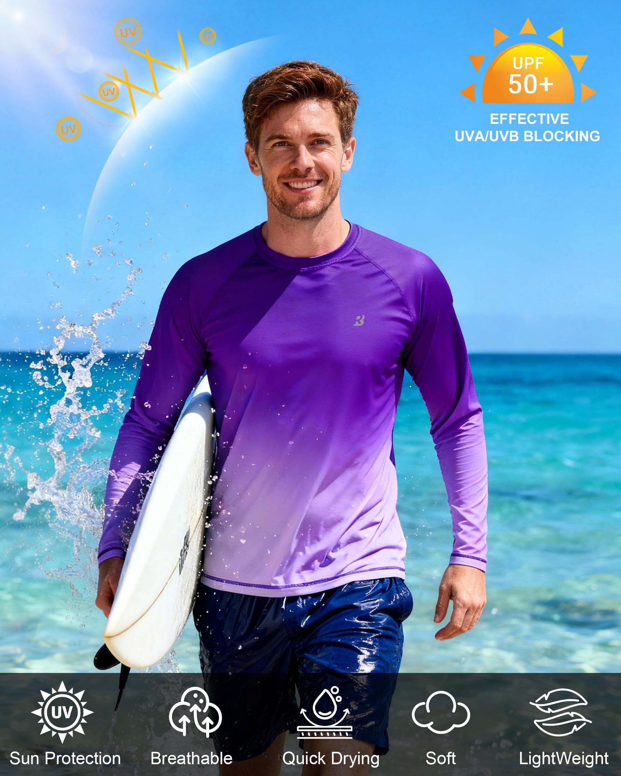 Roadbox Men's UPF 50+ Sun Protection Shirt Long Sleeve, Quick Dry Breathable Rash Guard for Swimming Fishing, Hiking & Running - Image 5