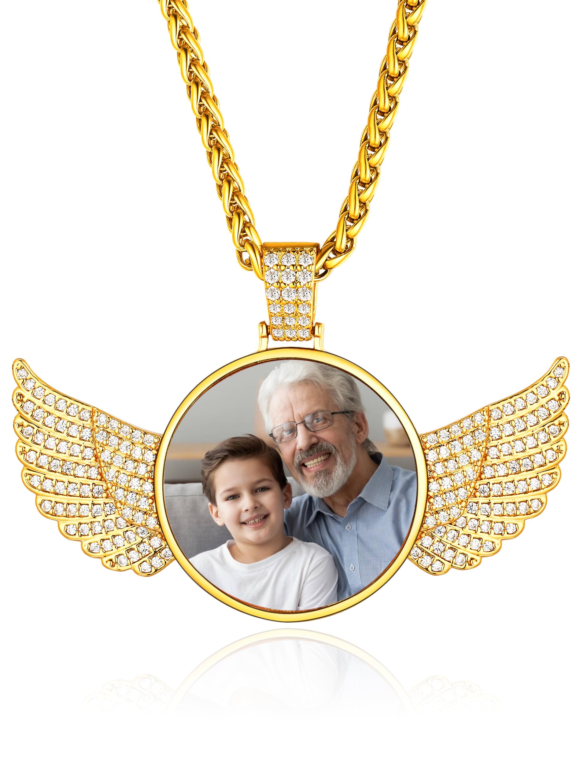 Custom4U Picture Necklace Personalized Photo Circle Chain for Men Women