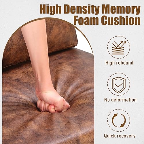 Miniatura 5 de PrimeZone Silla decorativa moderna de mediados de siglo, cómoda silla de piel sintética, sillón con acolchado y cojín extrasuave, silla ergonómica