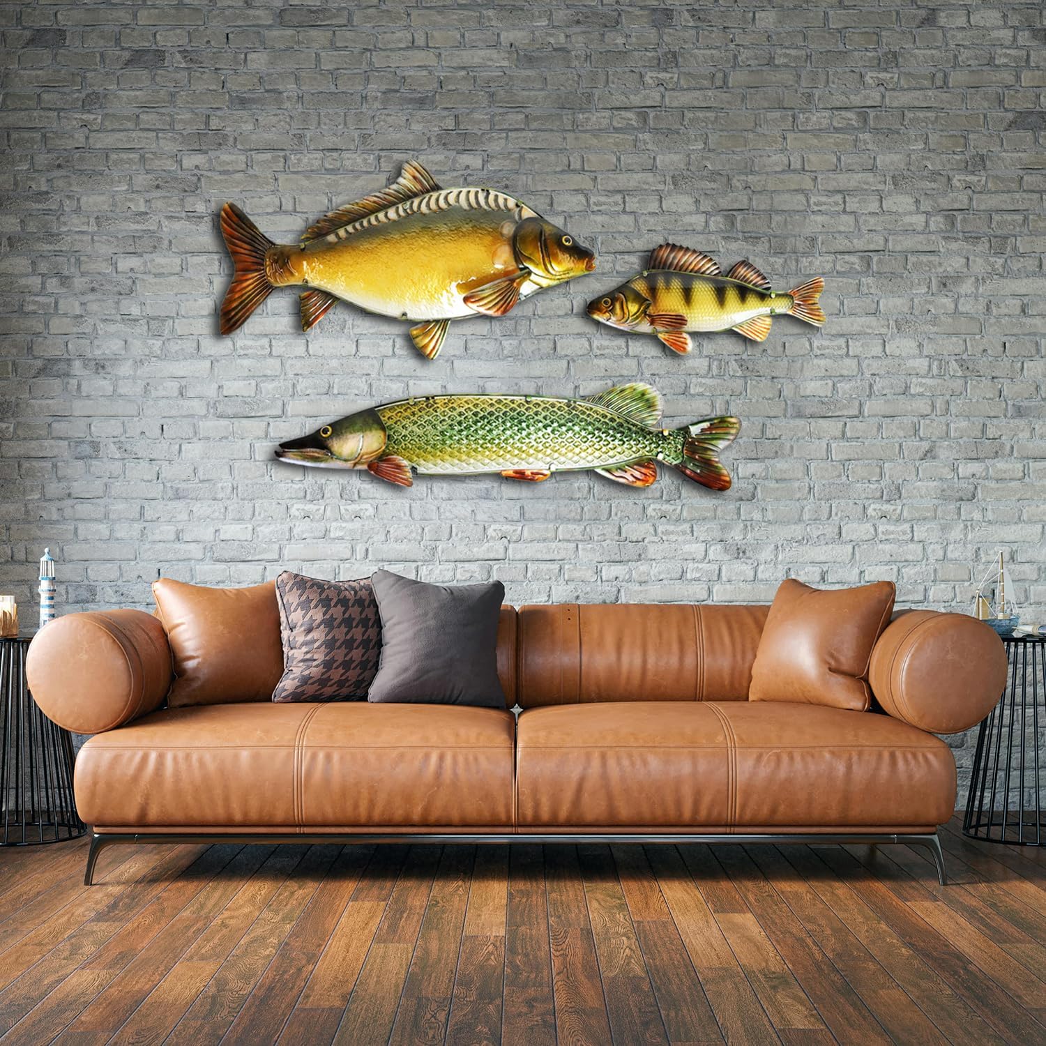 EUROCATCH Spiegel Karpfen - Wanddekoration - 80cm - 3D - Metall und Glas - Kunst - Mancave Deko - Wanddekoration - Geschenkidee