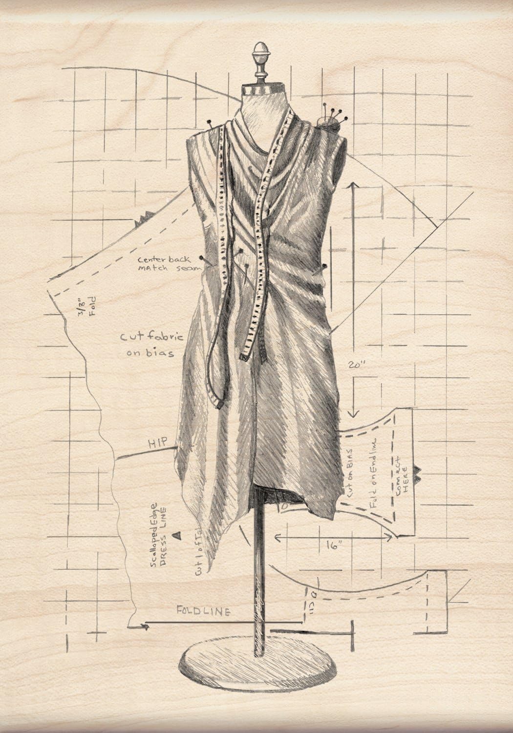 InkadinkadoAutumn_Winter Sketches 2011 INKA Stamps Dress Manequin Wood Stamp 83