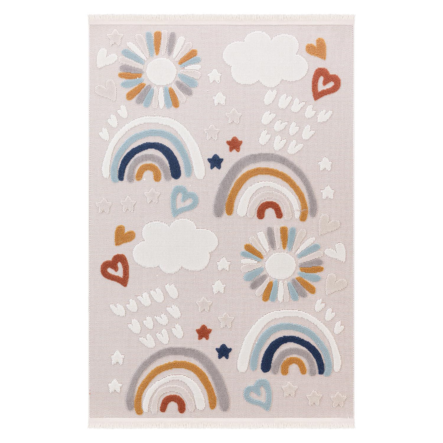 Teppich Kinderzimmer Junge Mädchen Kinderteppich Spielteppich Kurzflor 170x120cm Regenbogen