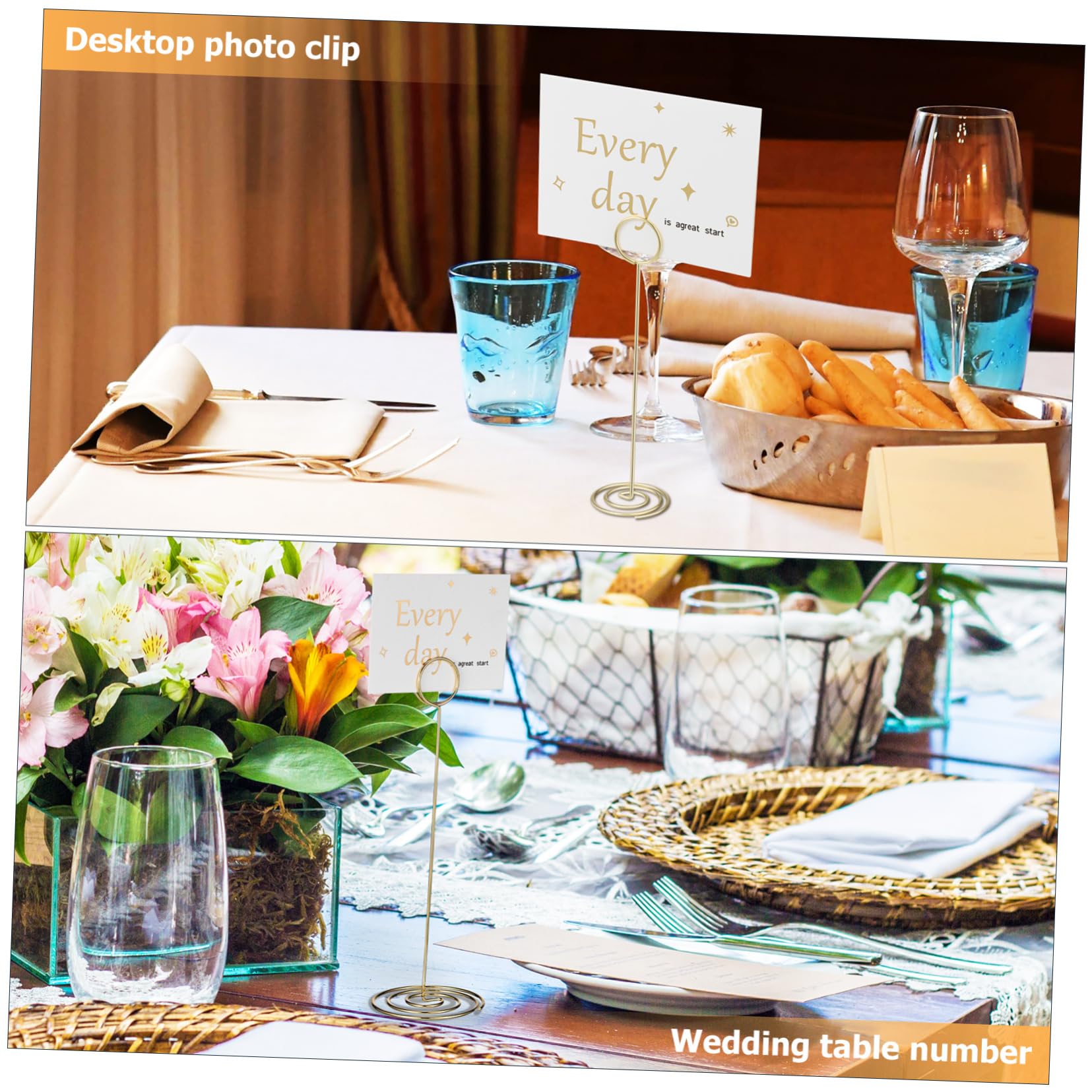 Cabilock 10Pcs Place Card Holders with Stable Base Multi Functional Memo Stands for Photos Table Numbers Memos for Weddings Parties Home Decor and Events