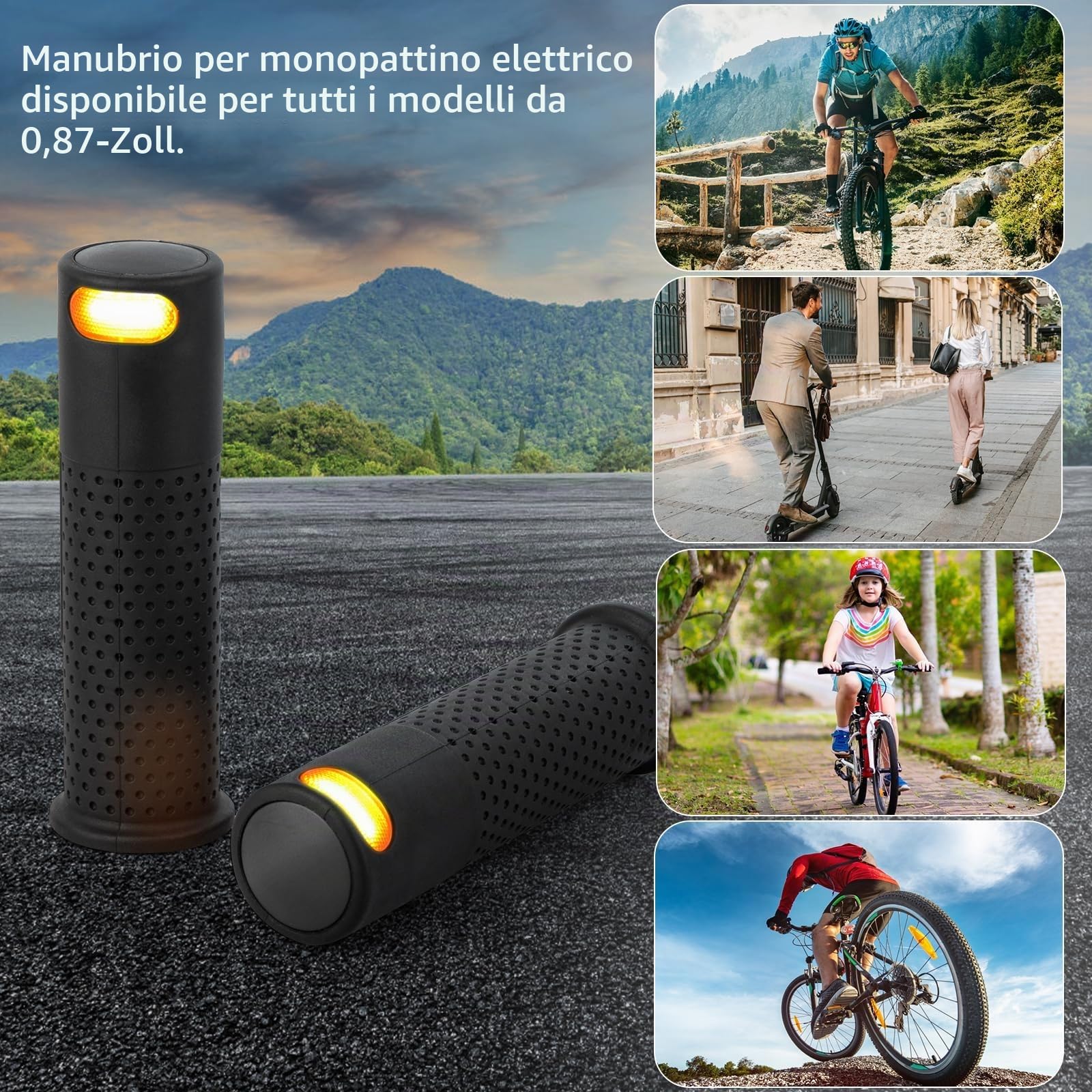 Indicatore di direzione per e-scooter, maniglia con indicatore luminoso per scooter con telecomando ricaricabile con Xiaomi M365/Pro/Pro2/1S Ninebot Max G30/G30D, impugnatura manubrio scooter