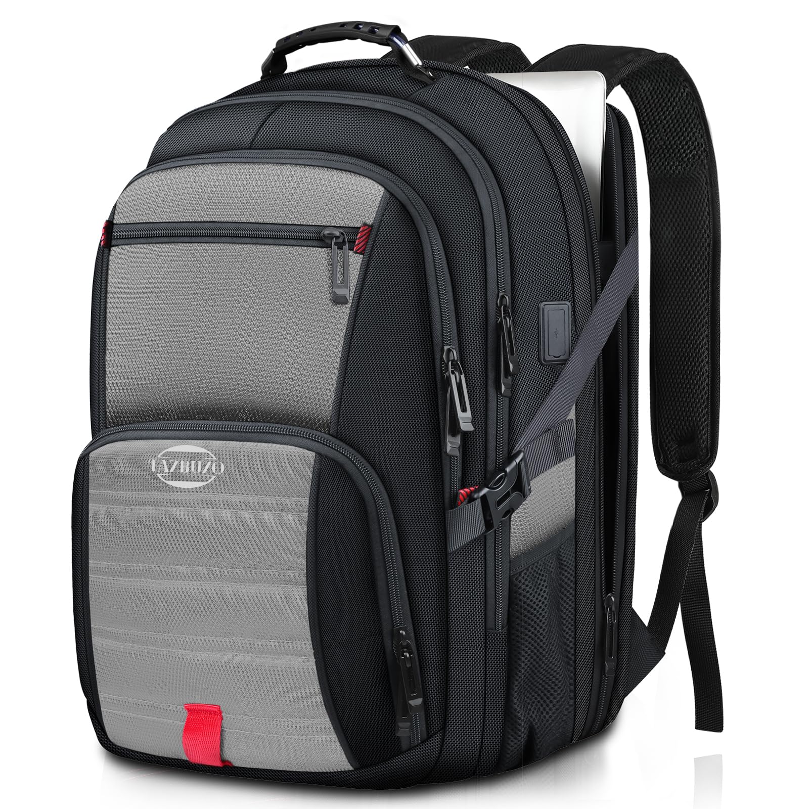 tazbuzo 18.4 Inch Extra Large Travel Backpack, TSA Laptop Backpack with USB Port, 55L Water Resistant Carry on College School Computer Backpack Men