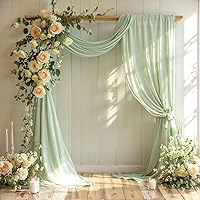 Vista 20 de Tela drapeada para arco de boda, 2 paneles de 18 pies, cortina de telón de fondo transparente negro de gasa para boda, arco, ceremonia, cenefa