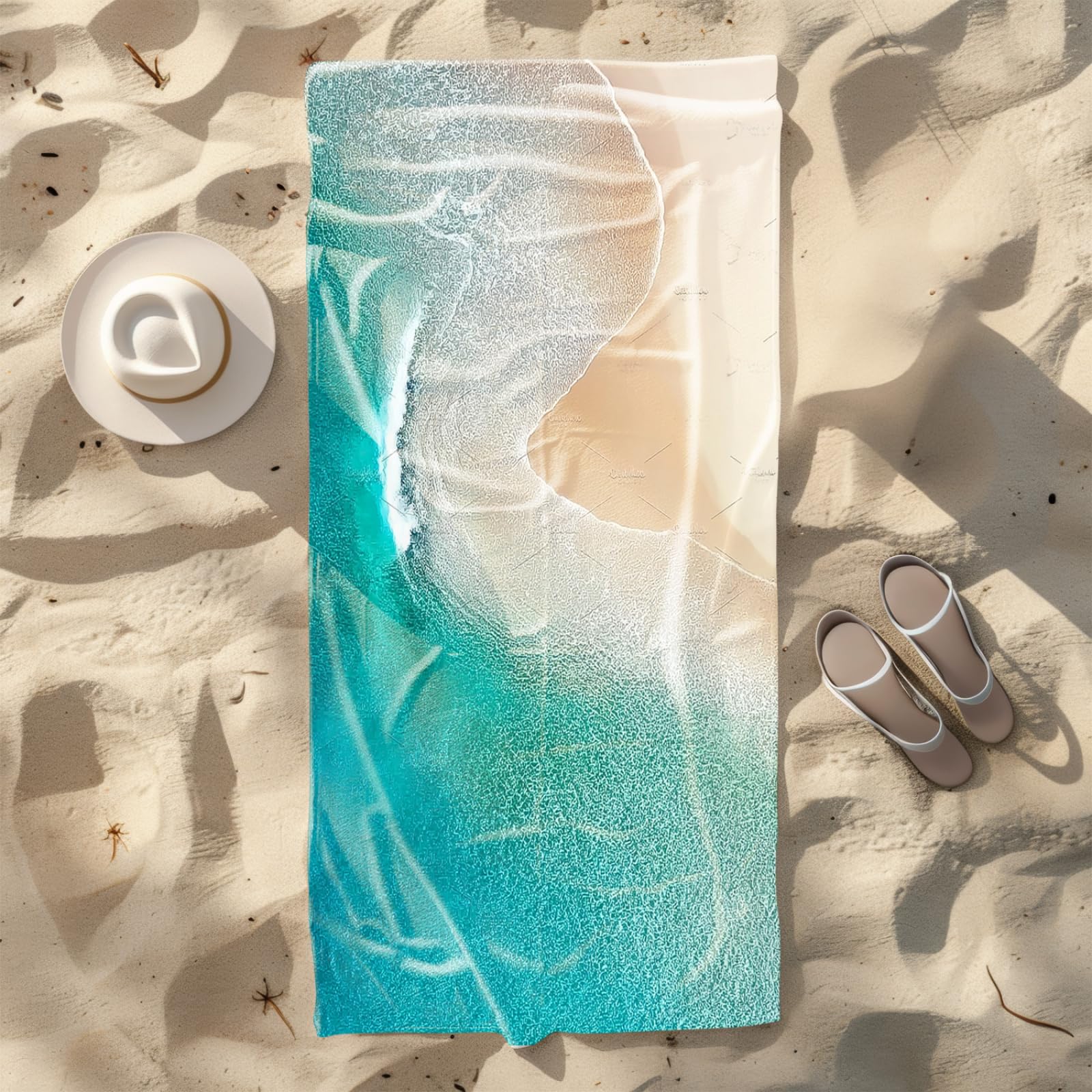 Genérico Toalla Playa Grande Mar Verde Claro Microfibra Secado Rápido Oversize Toalla Sin Arena Súper Ligera Piscina Camping Picnic Yoga Gimnasio Y Deportes Viaje
