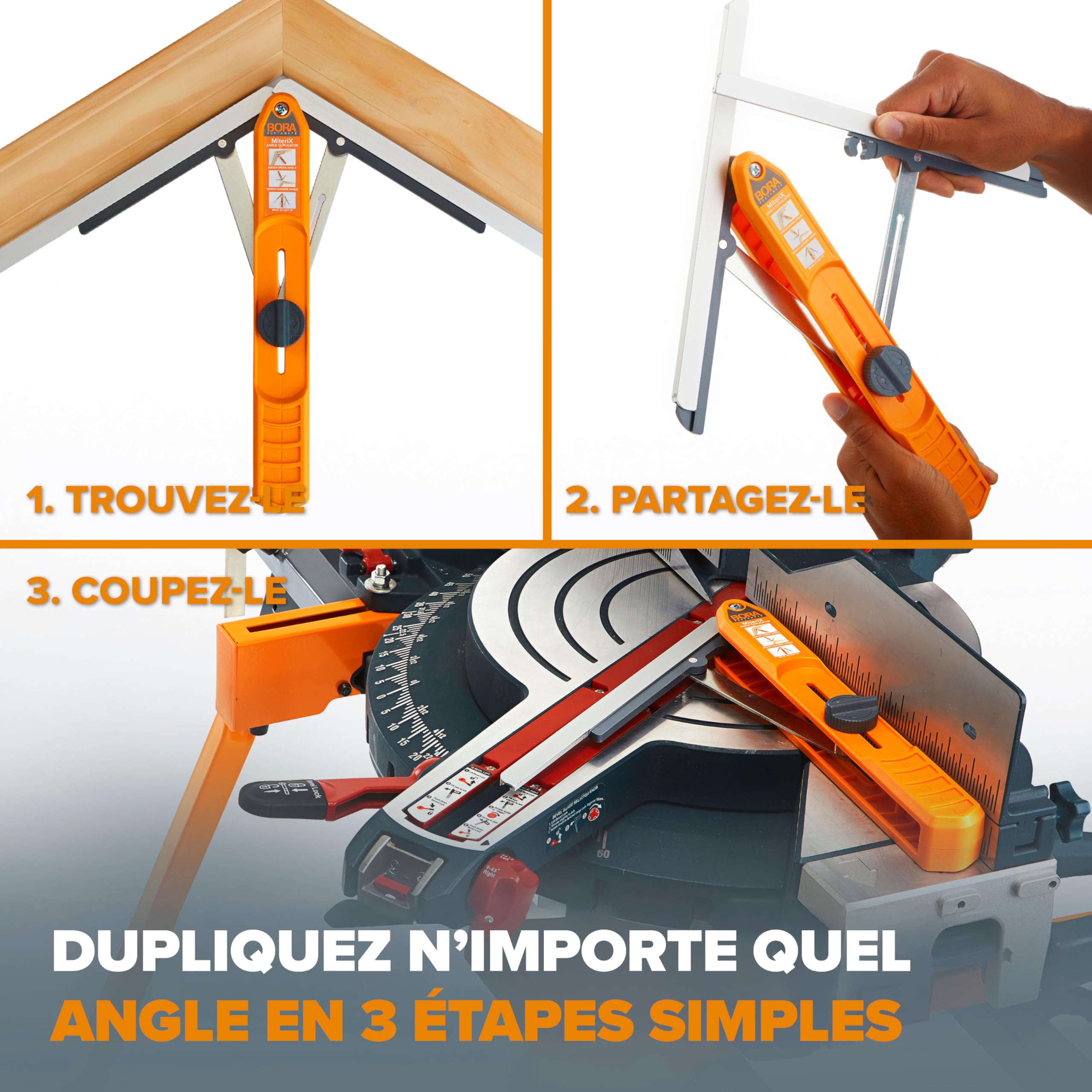 Bora MiteriX 530401 Duplicateur d'Angle Professionnel – Mesure et Transfert Précis pour Scie à Onglet