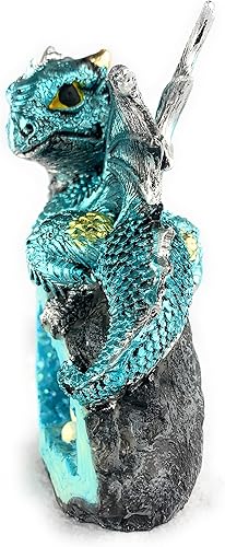 Miniatura 2 de Ain't It Nice Estatua de dragón medieval de dragón bebé con nido de huevo de cristal, figura decorativa, geoda de cristal brillante, figura de