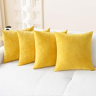 CaliTime Throw Pillow Covers Decorative 18 X 18 Inches Pack of 4 Cozy Ch...