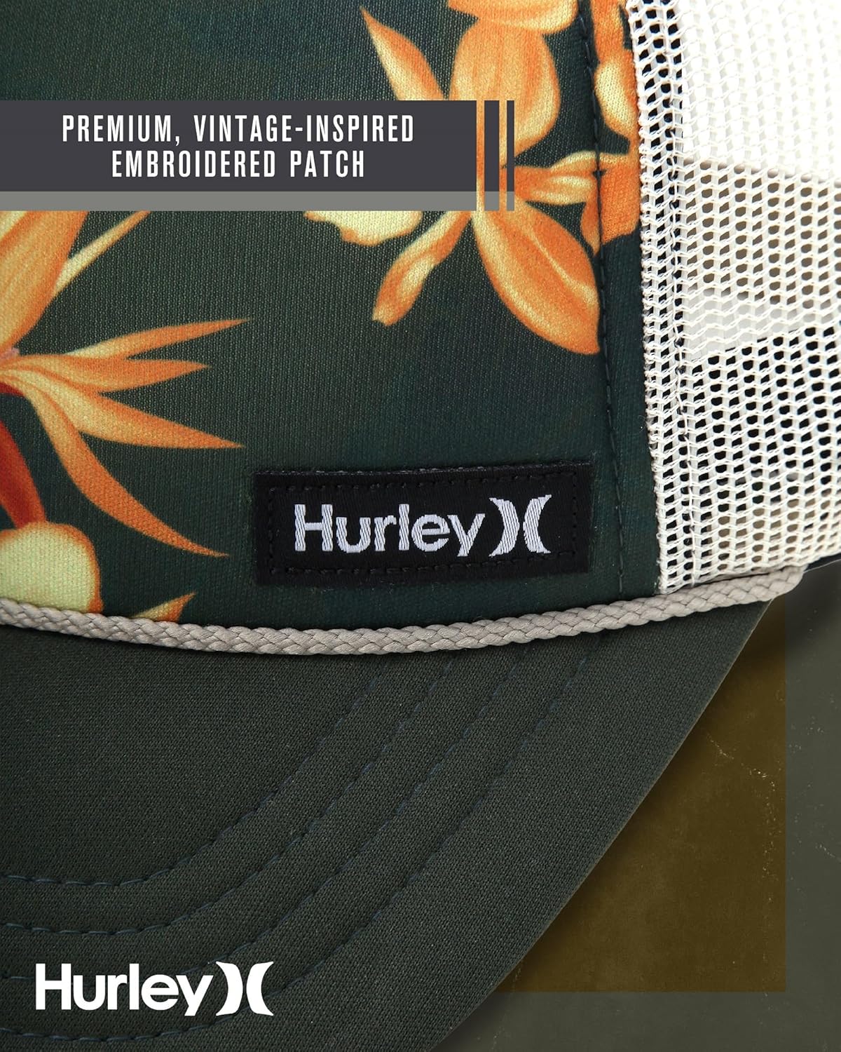 Hurley Mens Rincon Trucker Hat - Breathable Mesh Sides, Curved Bill, Adjustable Snap Closure - Trucker Hats for Men - Image 6