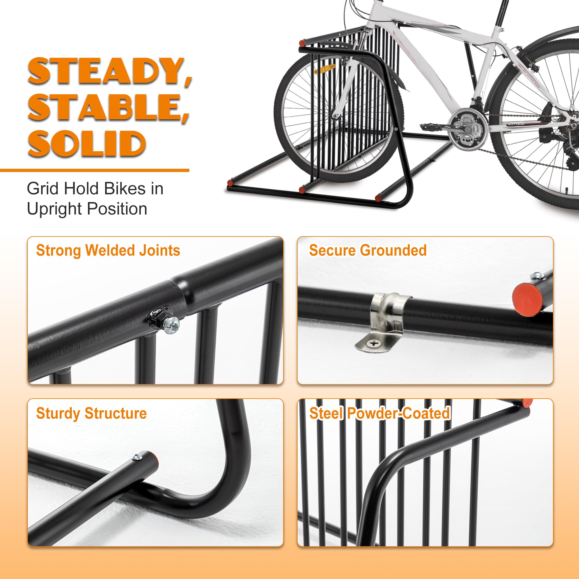 Cxcloestite 10 - Bike Floor Bike Rack, Easy - Assembly Modern Metal Double, Sleek Freestanding Bike Organizer for Garages, Streets, Storefronts & Schools