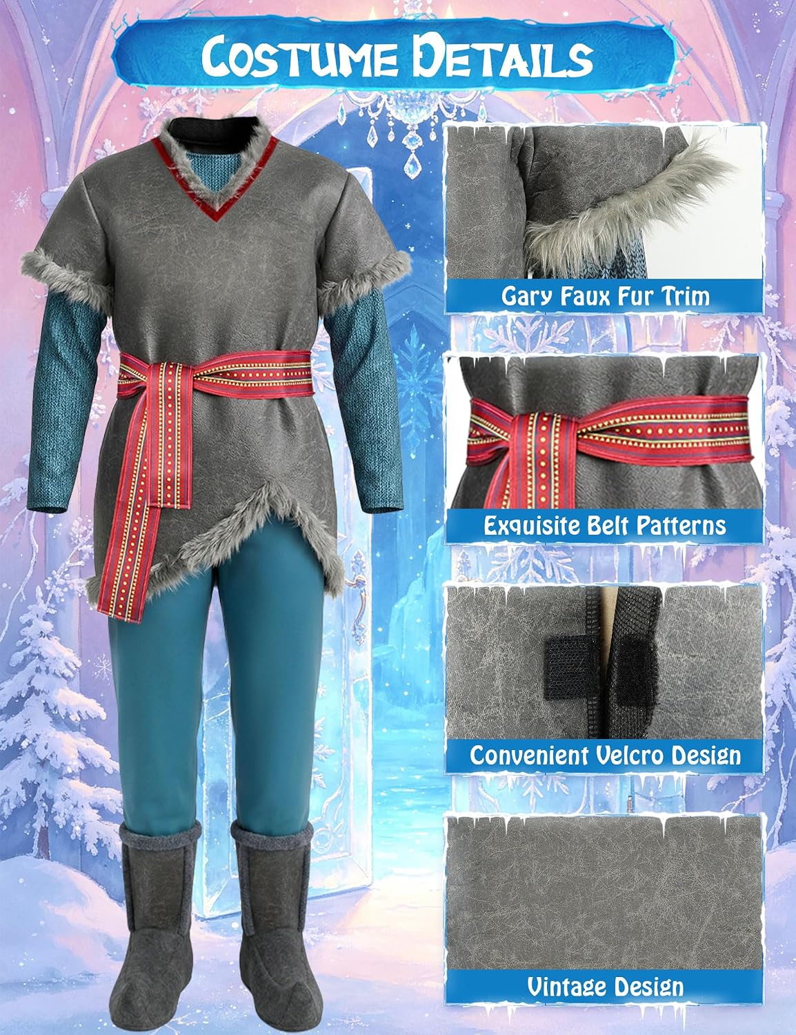 5PCS Ice Harvester Costume for Adult Men, Halloween Cosplay Outfit