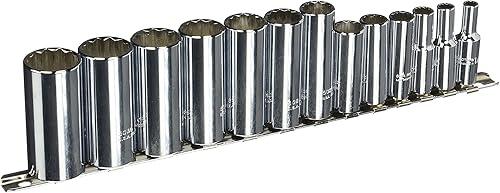 Juego de llaves de vaso profundo de 13 piezas de 3/8" - 12 puntos