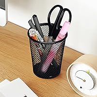 Vista 6 de HappyHapi Mesh Pen Holder 8pcs, Black Pen Holder for Desk, Pencil Holder for Desk, Metal Pencil Cup, Pen Cup for Desk, Mesh Pen Pencil organizer for