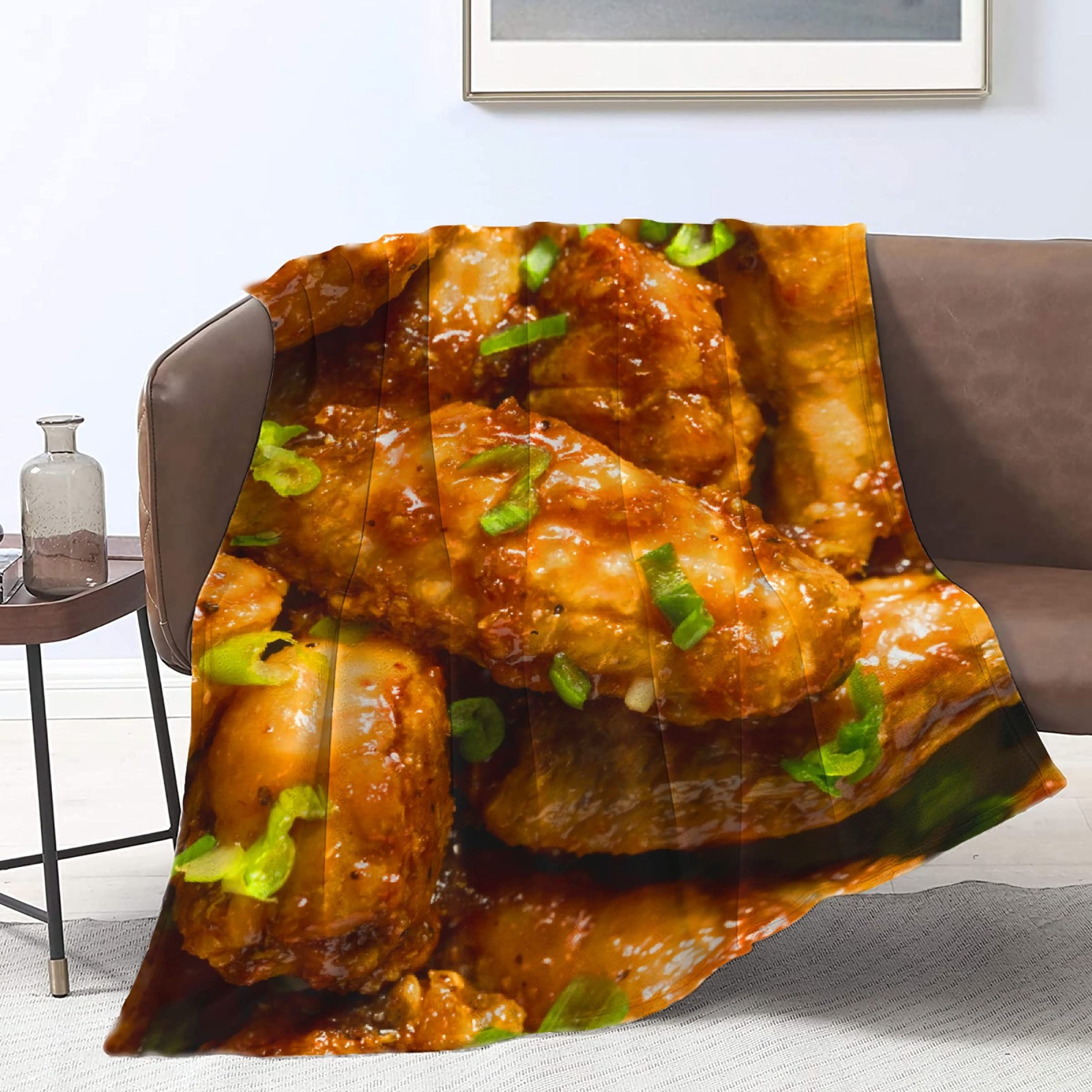 Delicious Chicken Wings Throw Blanket Flannel Fleece Air Conditioning Quilt Best Gift Lightweight Cozy Plush Blanket for Sofa Chair Bedroom M 60