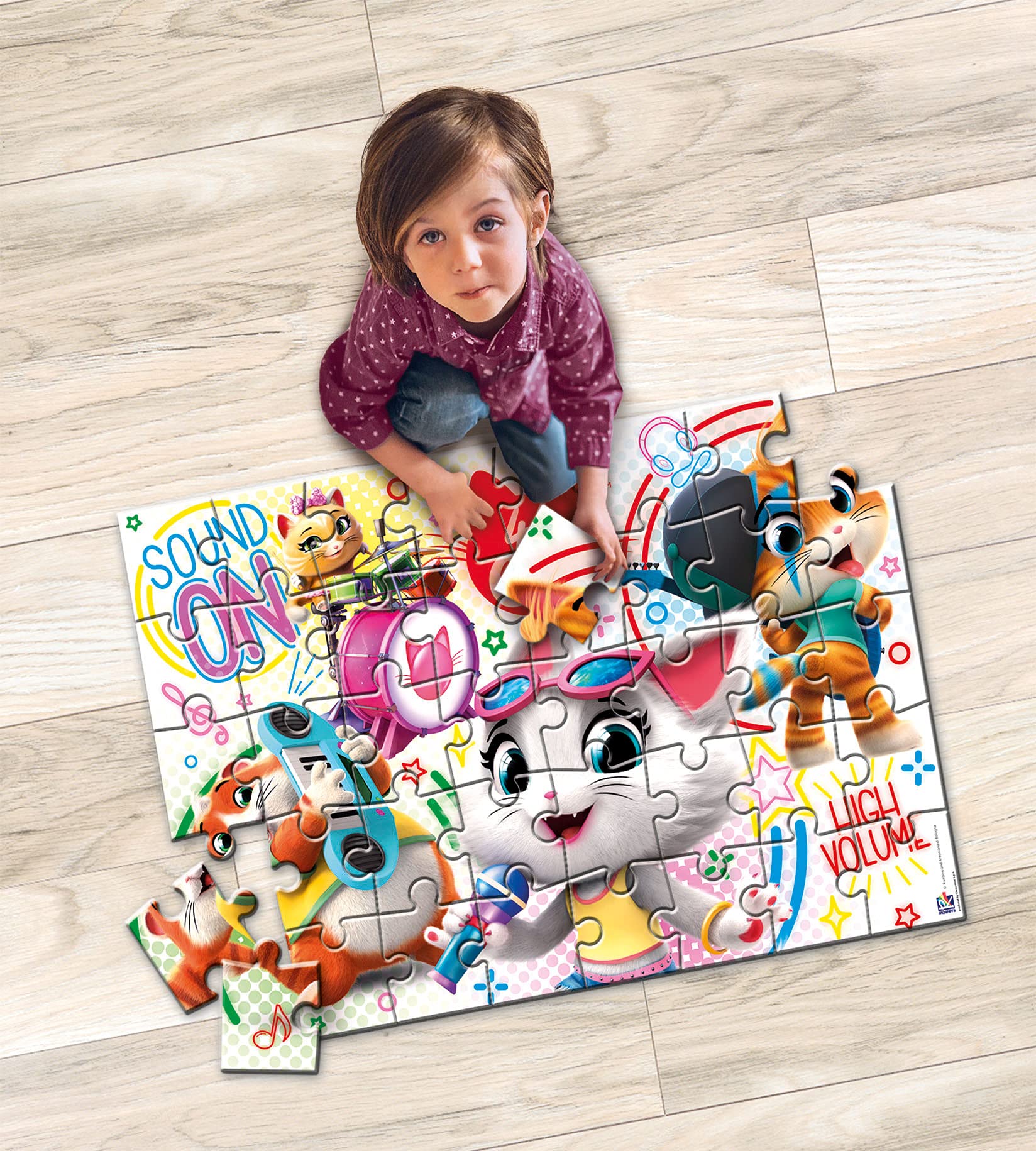 Clementoni 25466, 44 Gatti Supercolor - Puzzle da pavimento per bambini, 40 pezzi, età 3 anni in più