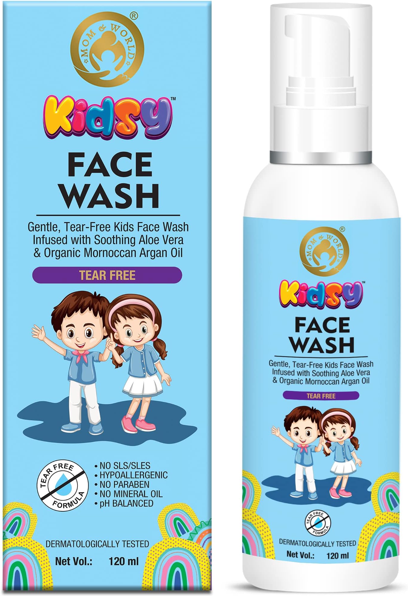 Kidsy Face Wash Tear Free, 120ml (No SLS, Paraben) - With Argan OIl, Aloevera