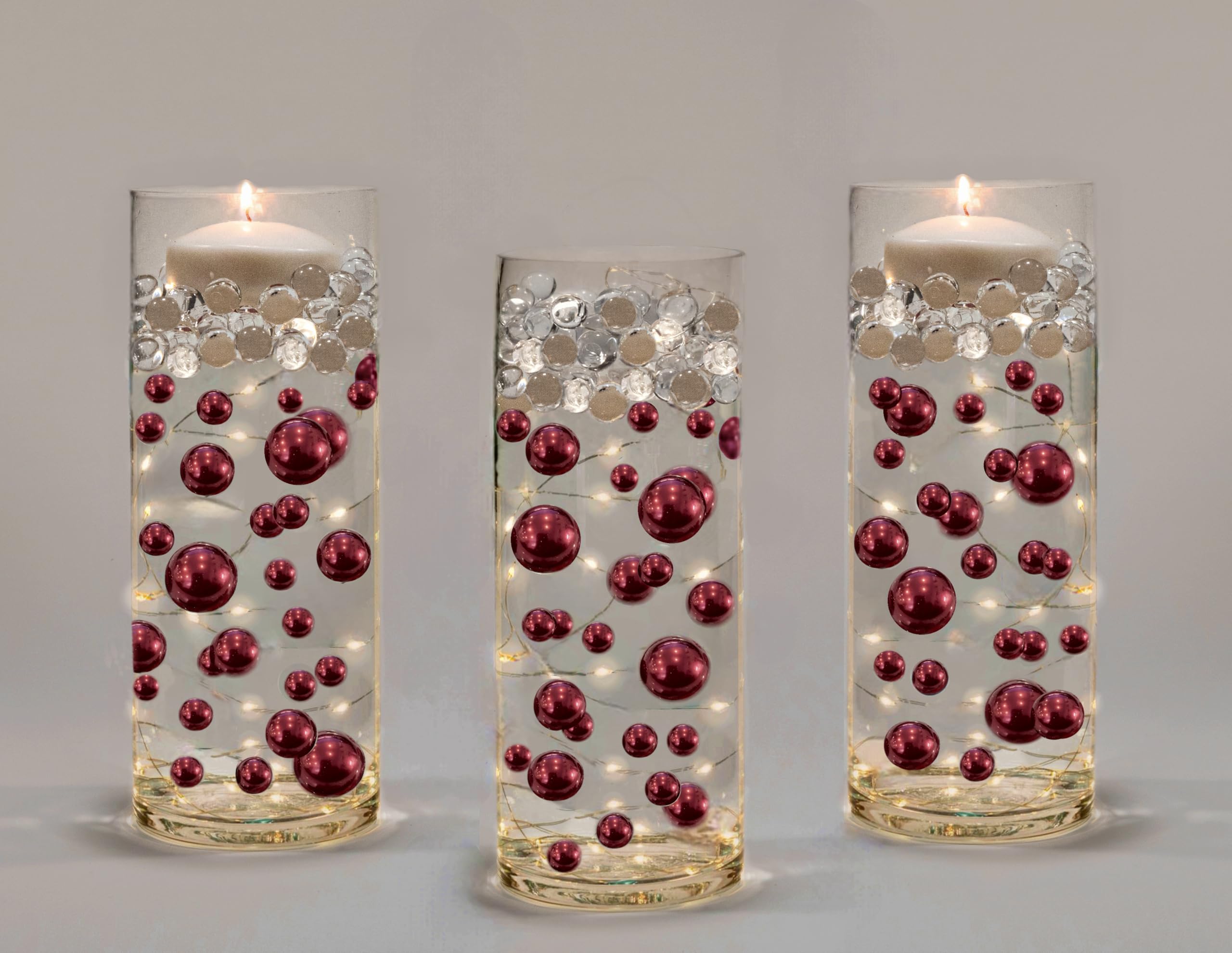 75 Floating Pearls Burgundy-Large Sizes-Fills 1 Gallon of Transparent Gels for Floating Effect-with Measured Floating Gels Prep Bag for Best Results!