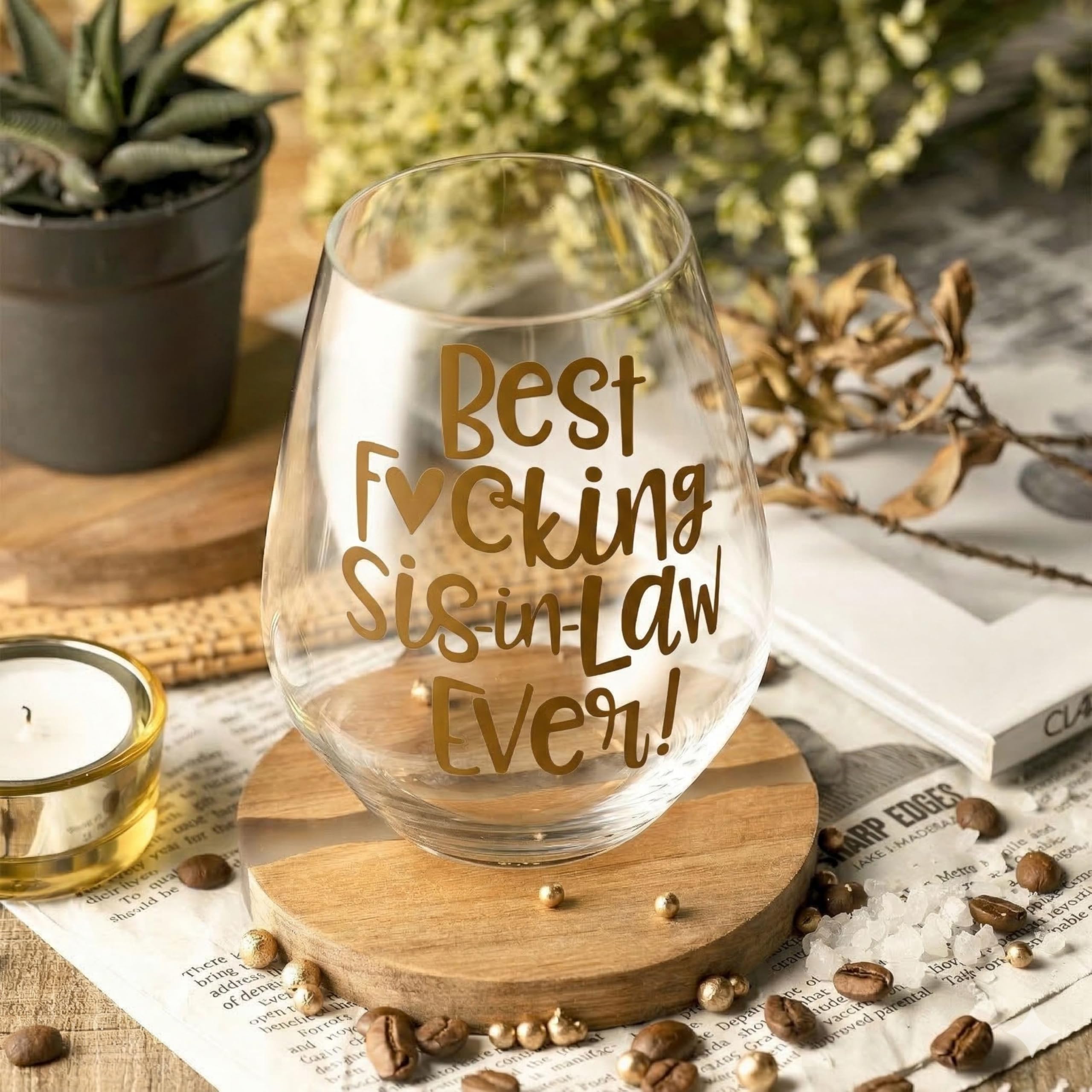 Mothers Day Gifts for Sister in Law, Sister in Law Gifts, Sisters in Law Birthday Gifts, Christmas, Wedding Gift from Brother or Sisters, Funny 13.5oz Wine Glass