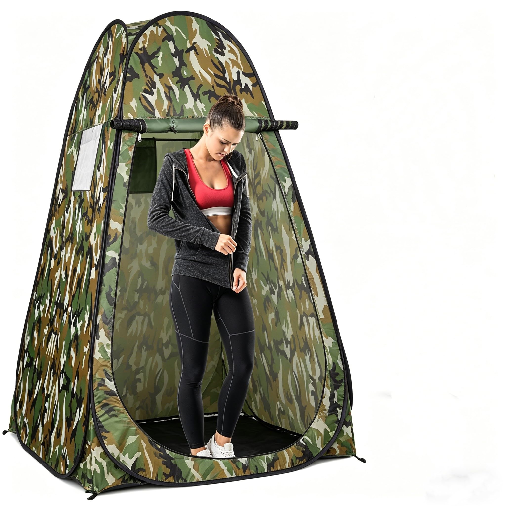 COSTWAY Tenda da Doccia Pop-Up, Tenda ad Apertura Istantanea Impermeabile con Ingresso a Cerniera, Finestra e Tasca Portaoggetti, per WC, Doccia, Spiaggia e Pesca, 120 x 120 x 190 cm