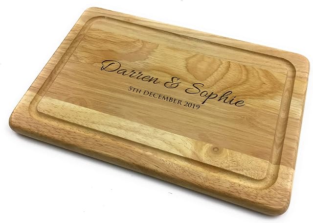 Personalised Compact Heveawood Chopping Board - Engraved Wedding Anniversary & Housewarming Gift - Personalised with Any Message