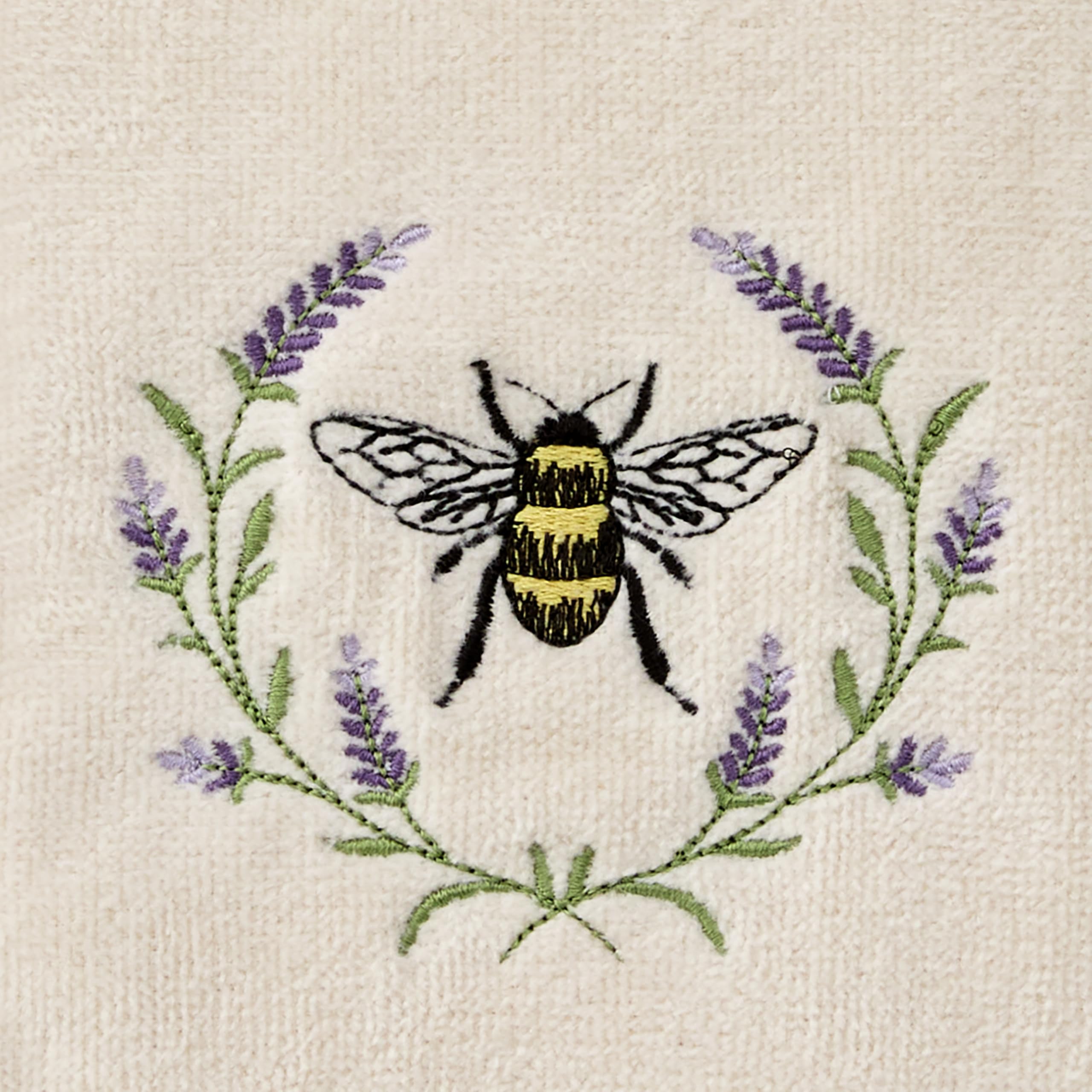 SKL Home Bee Lavender 100% bawełna haftowany 2 szt. zestaw ręczników do rąk, dekoracyjny do wanny/kuchni/baru i na prezent, naturalny