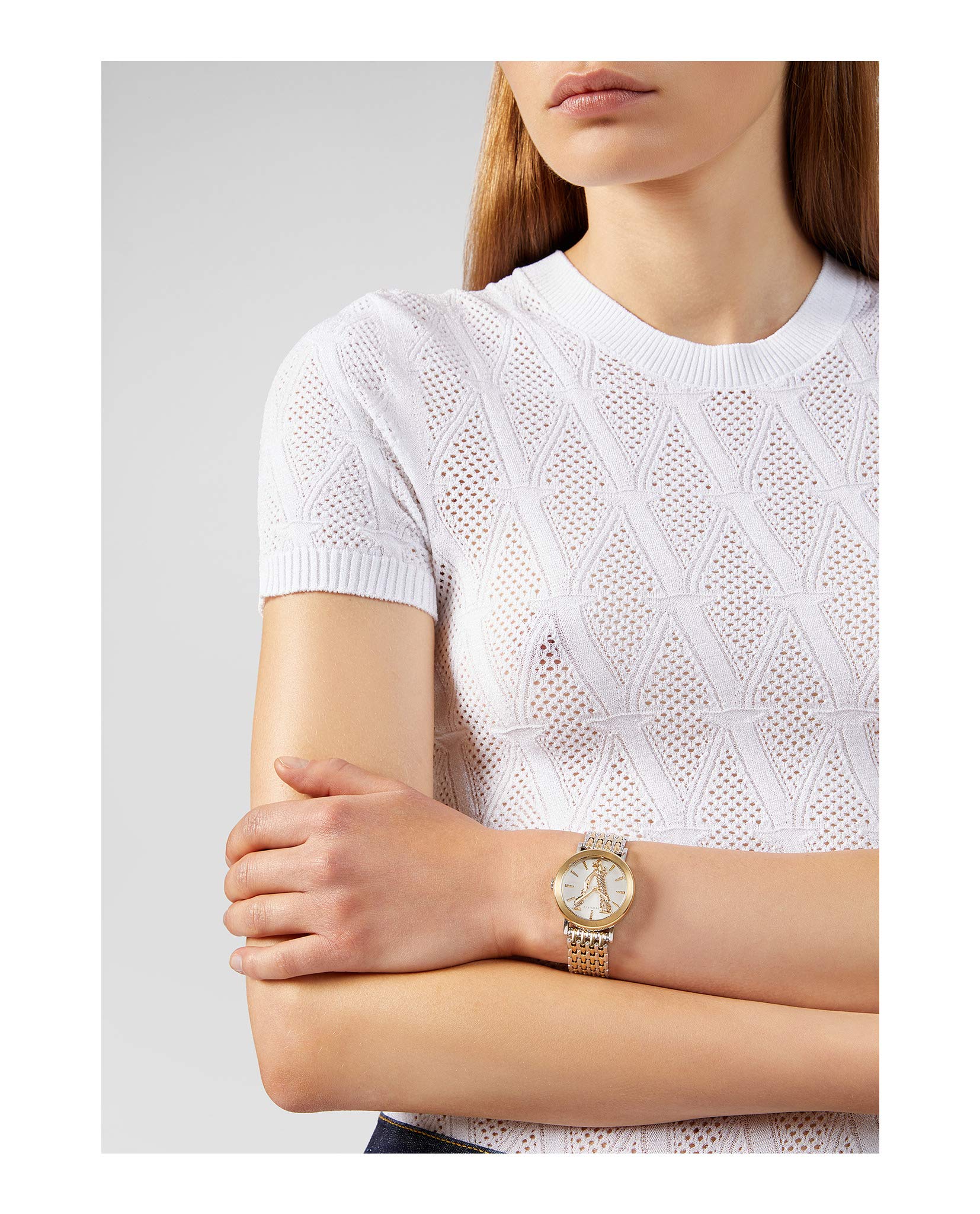 Versace Damski zegarek na rękę V BAROCCA bransoletka ze stali nierdzewnej w kolorze srebrnym, czerwone złoto VEHC005 19
