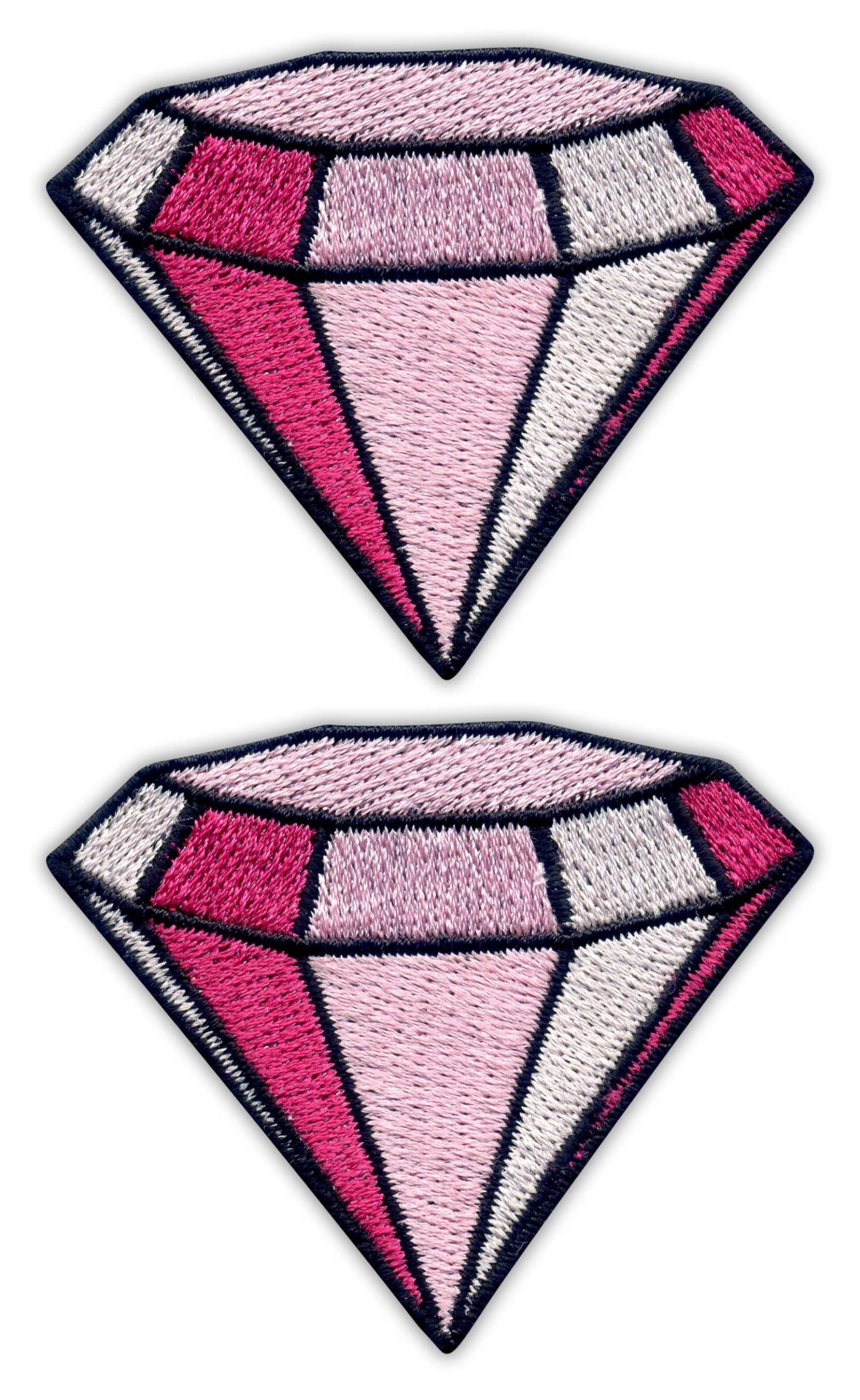 Badge brodé Diamant rose et noir avec velcro pour personnaliser vos sacs