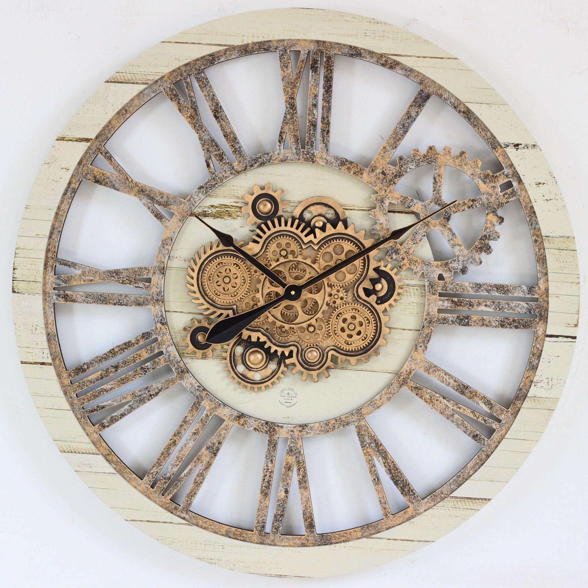 ImprovingLife Reloj de pared vintage industrial de estilo rústico sobredimensionado de 36" (beige desierto)